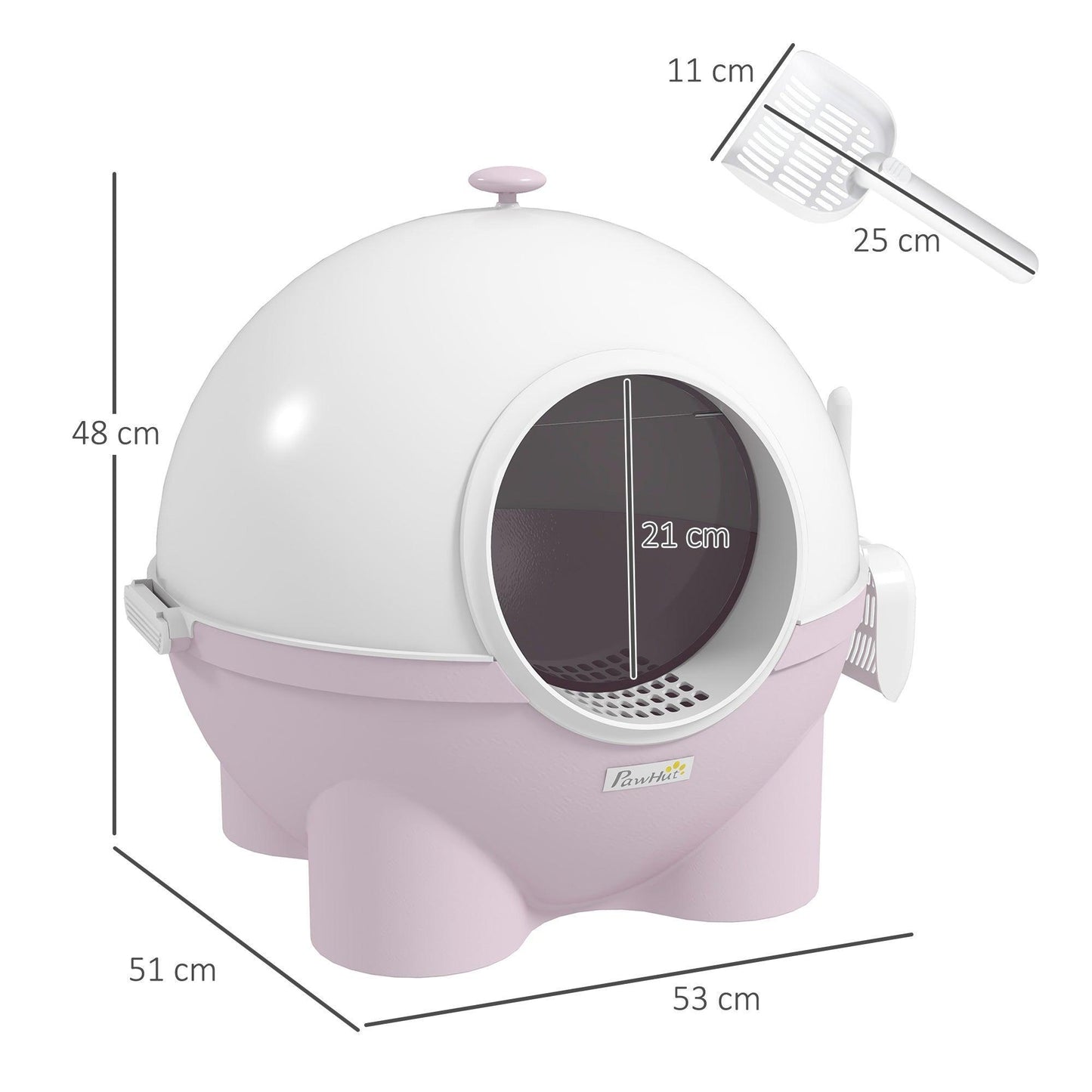 PawHut Pink Hooded Cat Litter Box - ALL4U RETAILER LTD