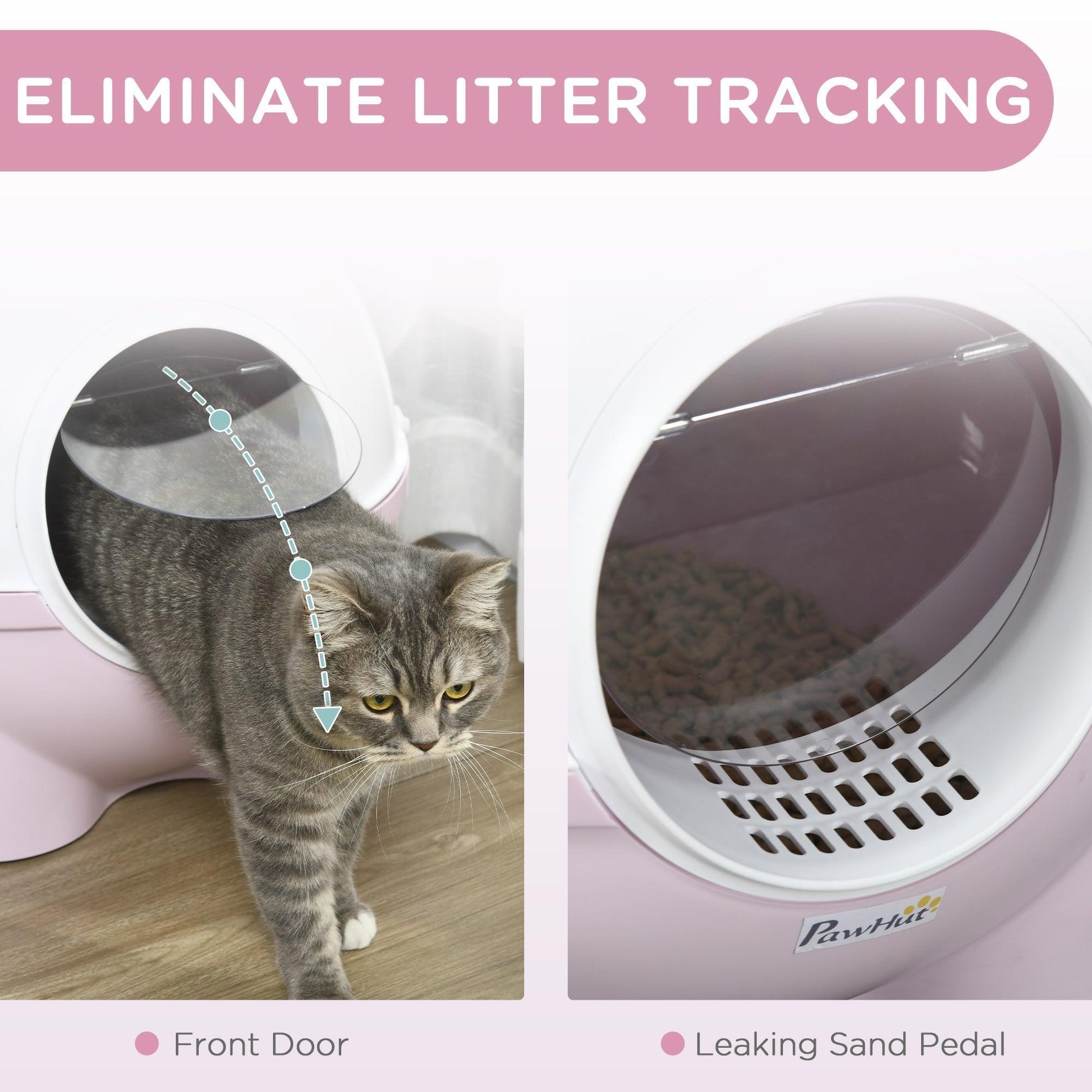 PawHut Pink Hooded Cat Litter Box - ALL4U RETAILER LTD