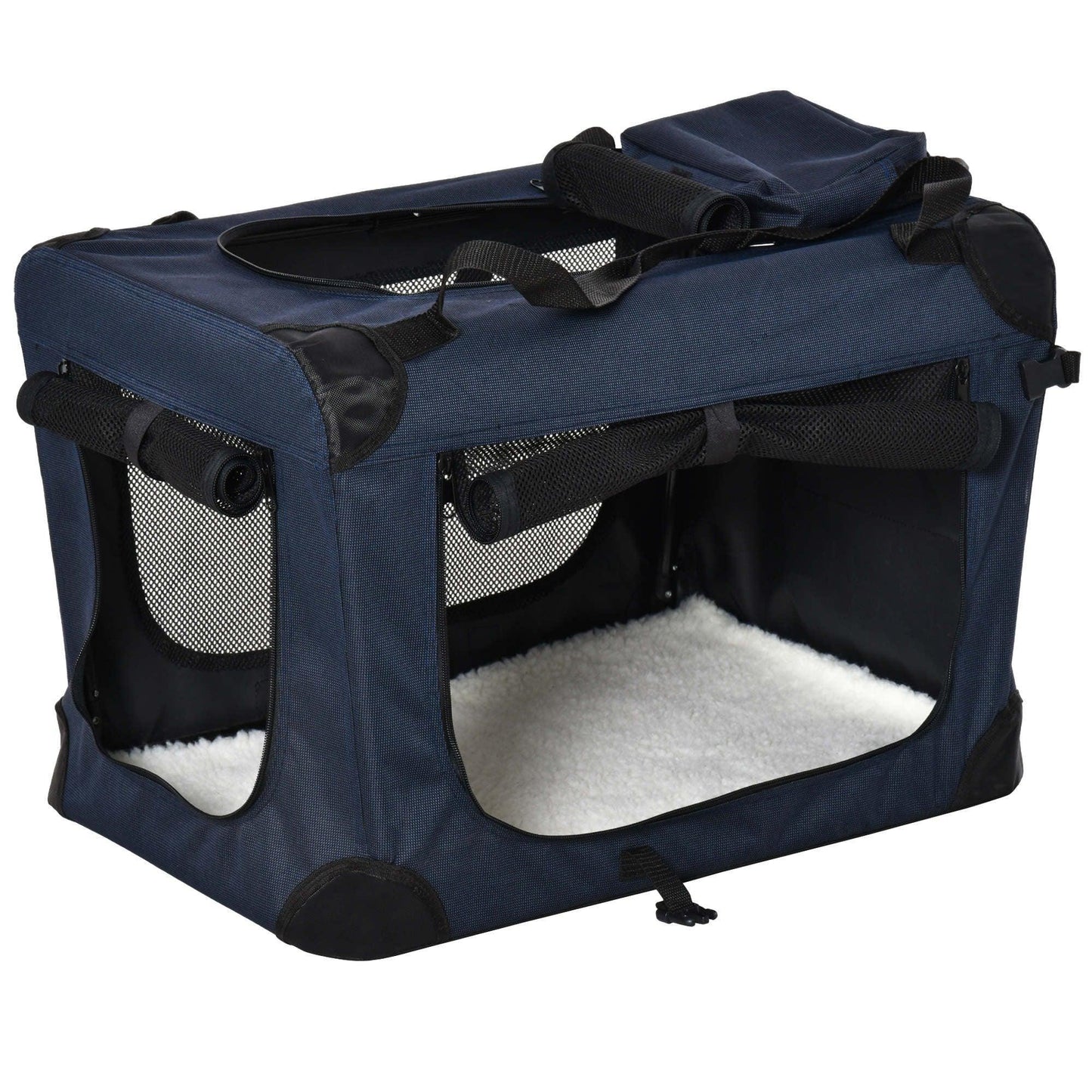 PawHut Portable Pet Carrier - Dark Blue, 60 x 41.5 x 41 cm - ALL4U RETAILER LTD
