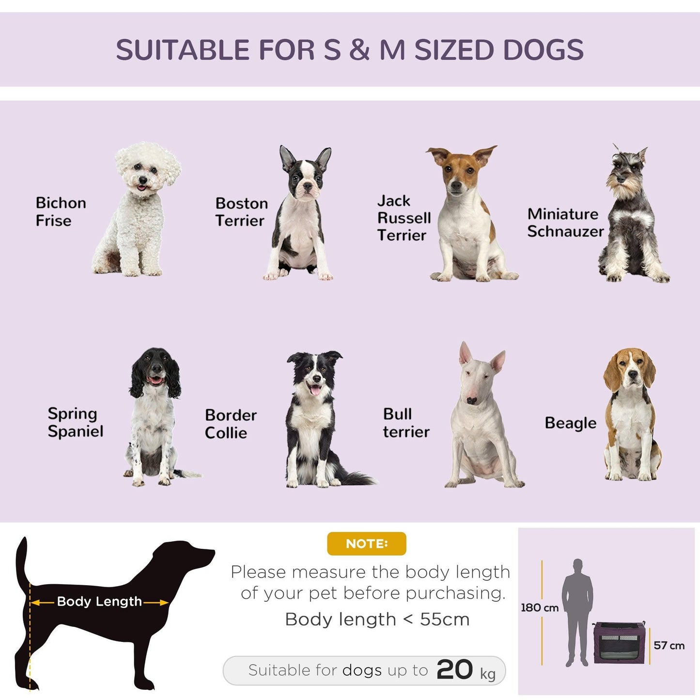 PawHut Portable Pet Carrier - Foldable Dog Bag, Purple - ALL4U RETAILER LTD