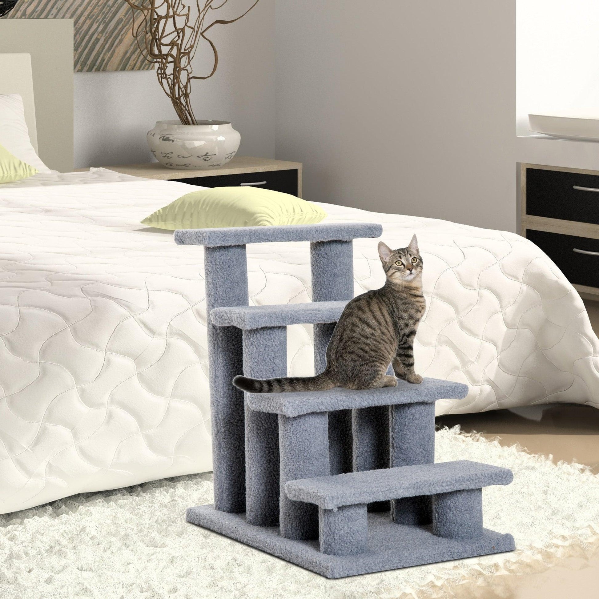 PawHut Portable Pet Stairs: 4-Step Ladder for Older Pets - ALL4U RETAILER LTD