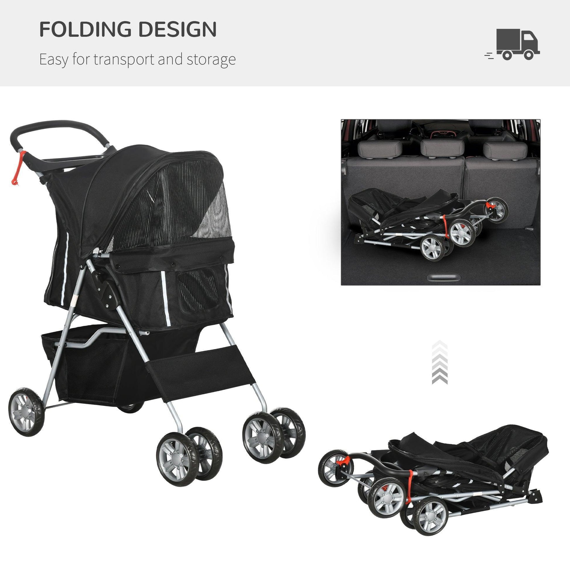 PawHut Portable Pet Stroller - Easy & Foldable - ALL4U RETAILER LTD