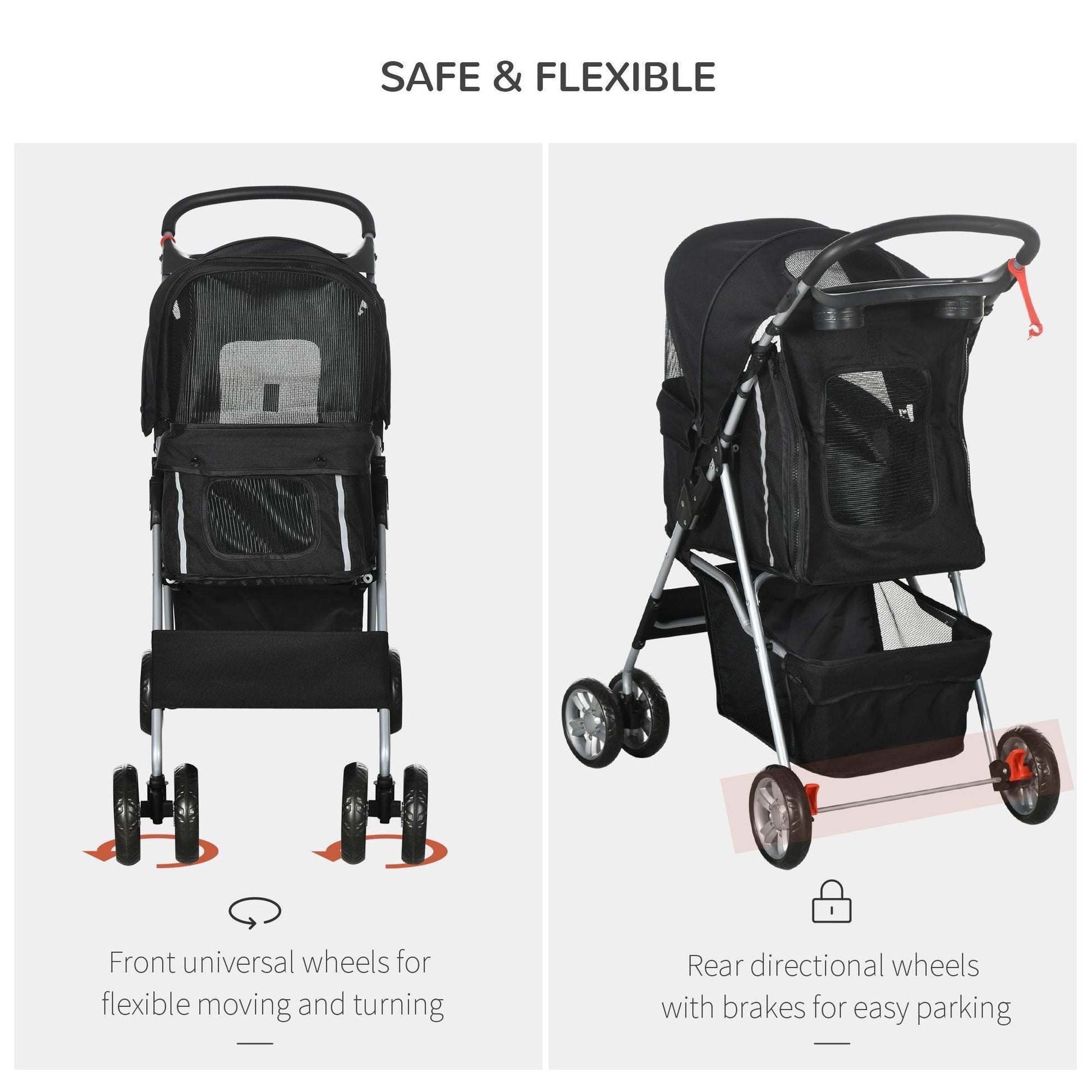 PawHut Portable Pet Stroller - Easy & Foldable - ALL4U RETAILER LTD