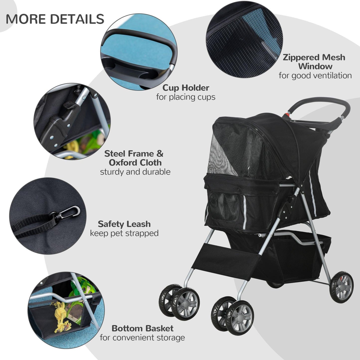 PawHut Portable Pet Stroller - Easy & Foldable - ALL4U RETAILER LTD