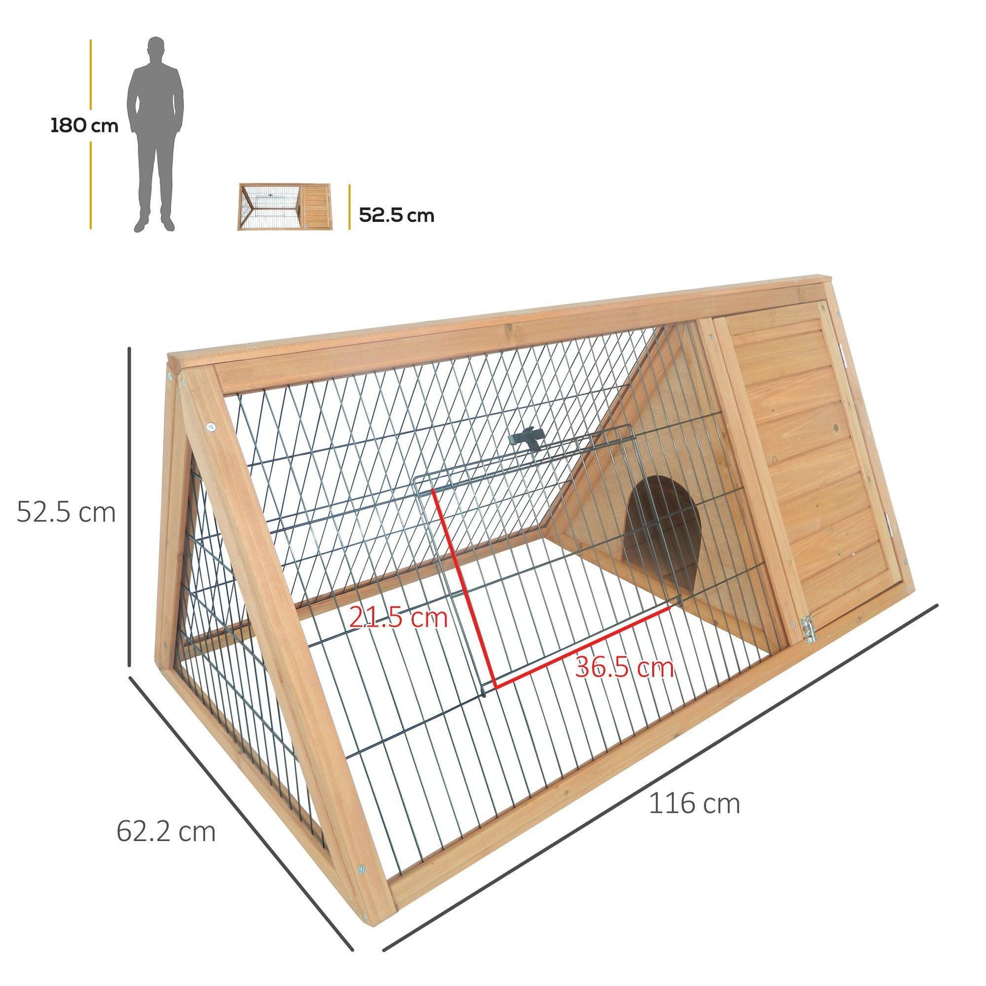 PawHut Rabbit Cage with Outdoor Space - Yellow - ALL4U RETAILER LTD