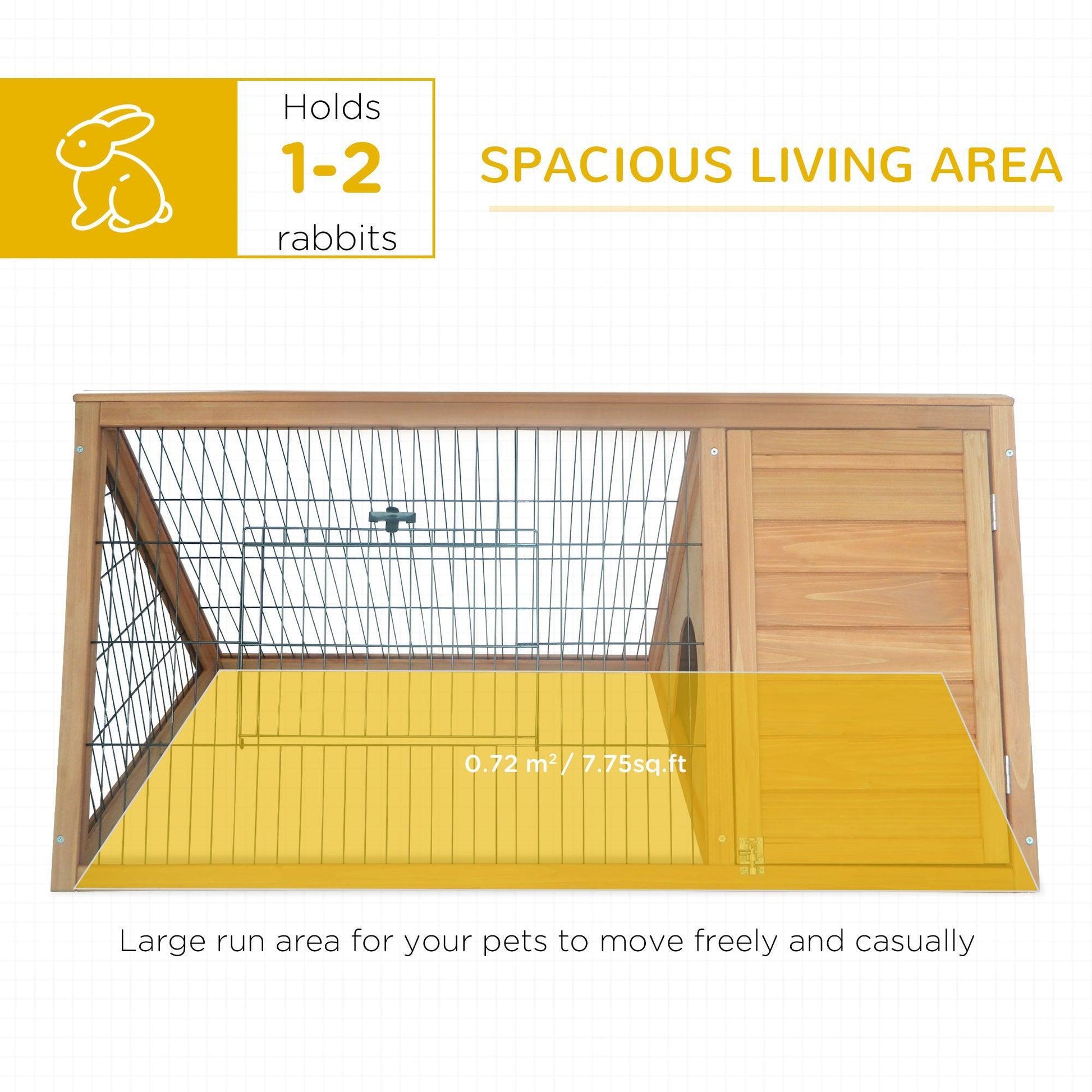 PawHut Rabbit Cage with Outdoor Space - Yellow - ALL4U RETAILER LTD