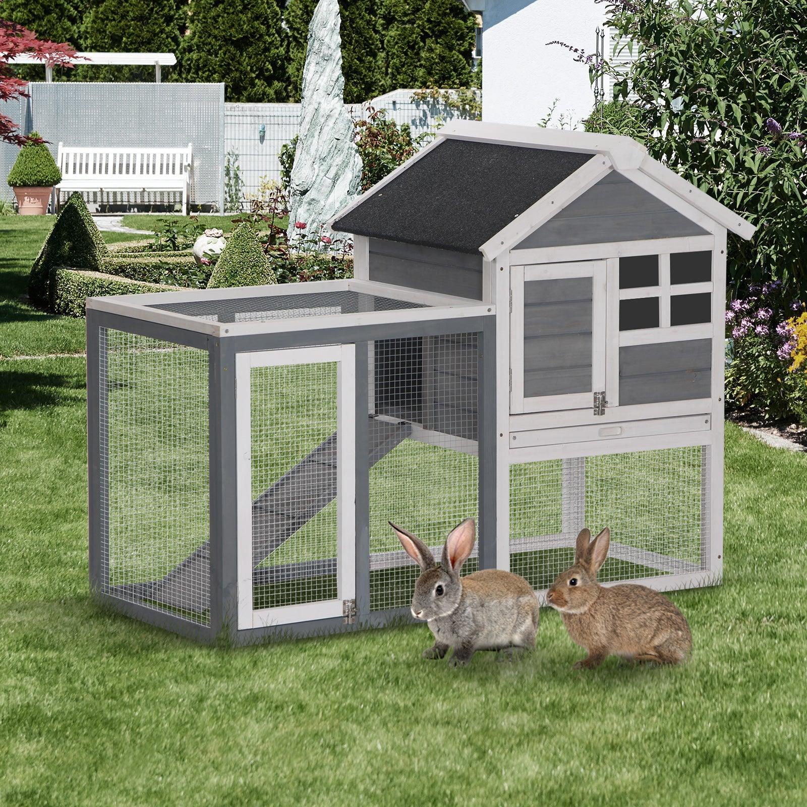 PawHut Rabbit Hutch - 2 Tier Small Animal House - ALL4U RETAILER LTD