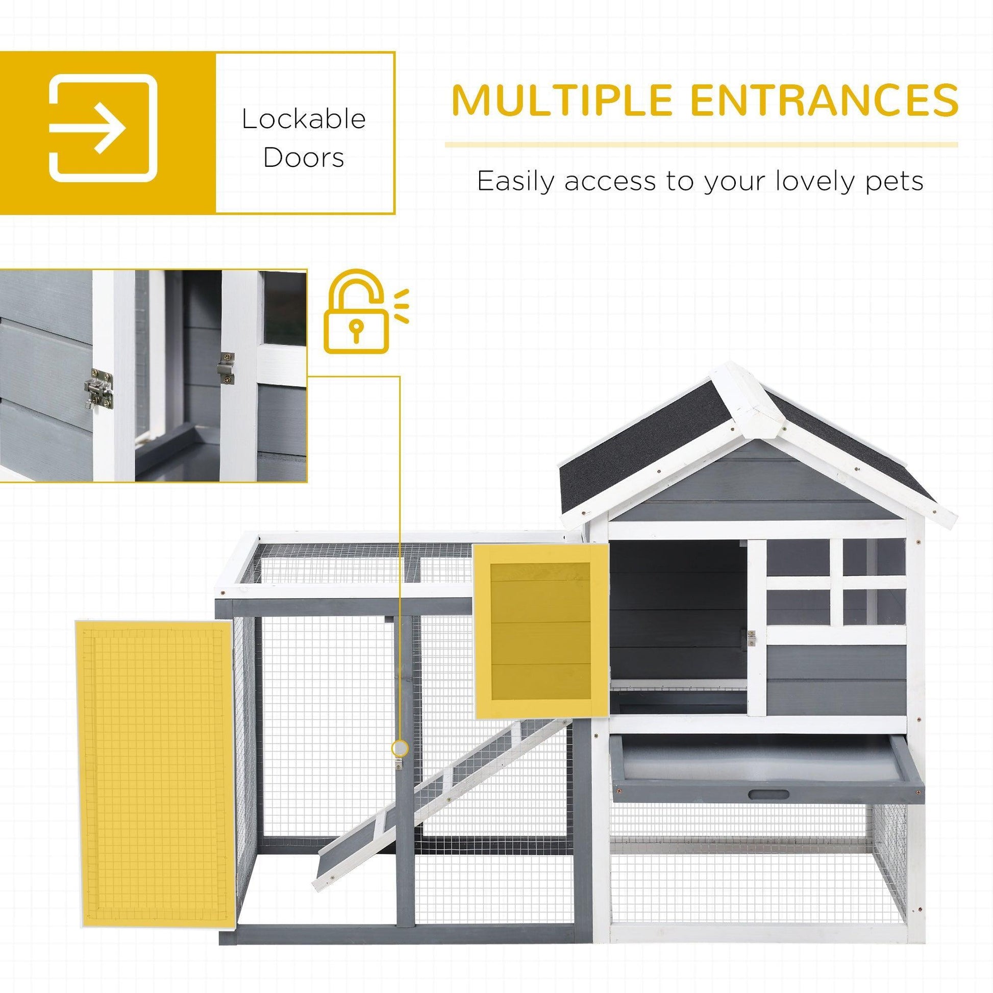 PawHut Rabbit Hutch - 2 Tier Small Animal House - ALL4U RETAILER LTD