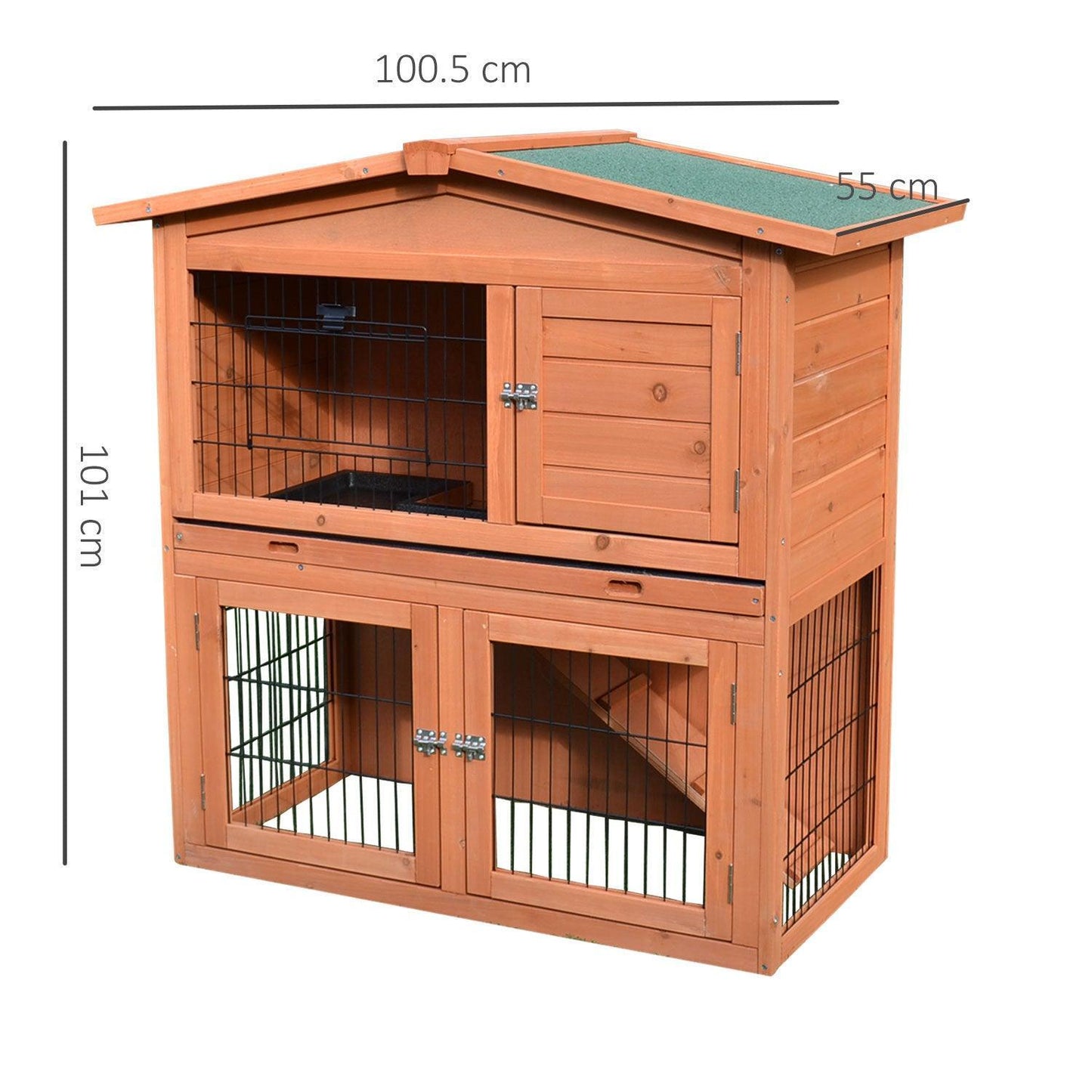 PawHut Rabbit Hutch - Compact and Convenient - ALL4U RETAILER LTD