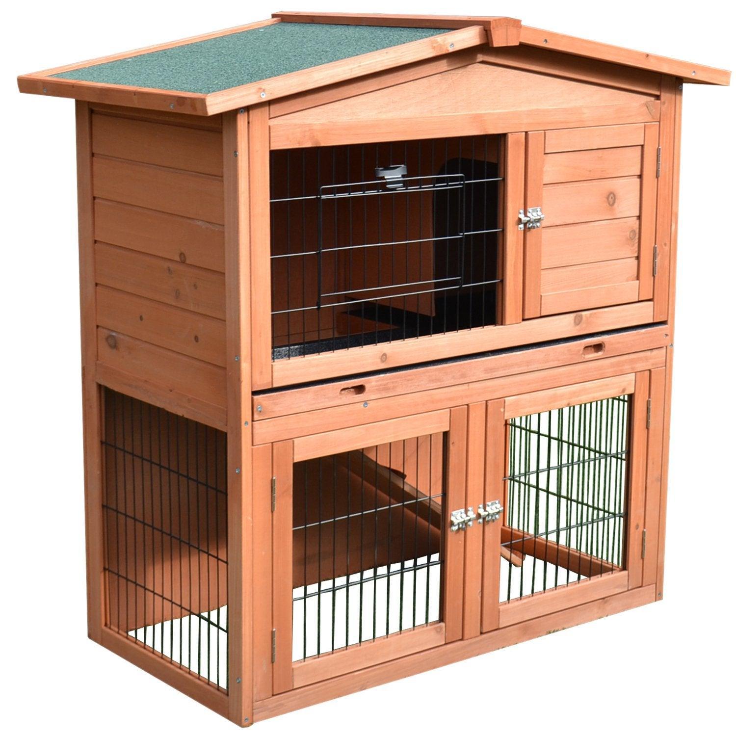 PawHut Rabbit Hutch - Compact and Convenient - ALL4U RETAILER LTD