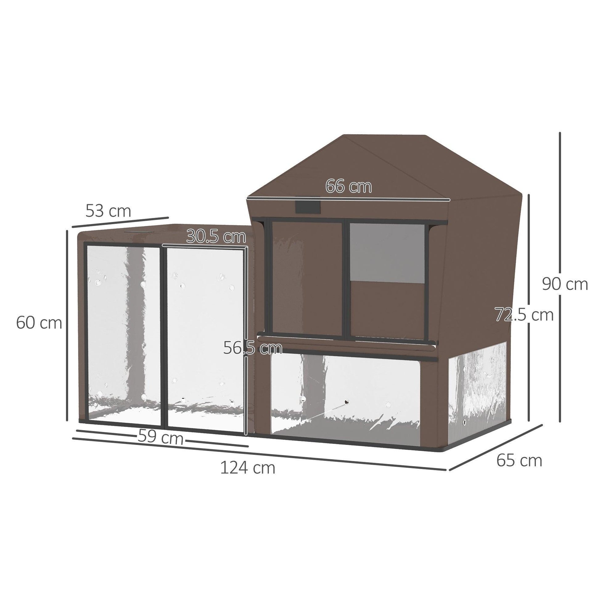 PawHut Rabbit Hutch Cover, Pet Cage Protector - Brown - ALL4U RETAILER LTD