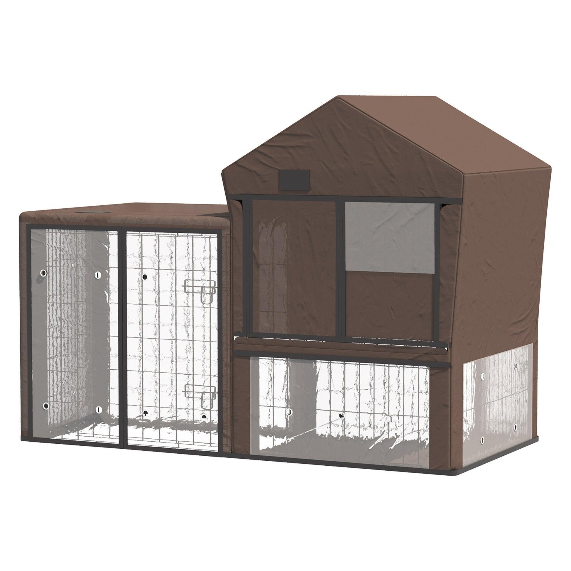 PawHut Rabbit Hutch Cover, Pet Cage Protector - Brown - ALL4U RETAILER LTD