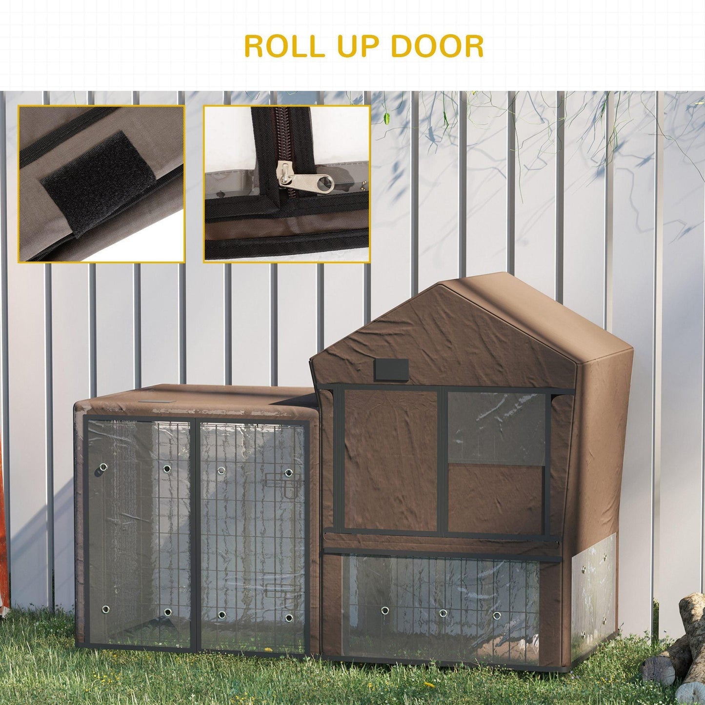 PawHut Rabbit Hutch Cover, Pet Cage Protector - Brown - ALL4U RETAILER LTD