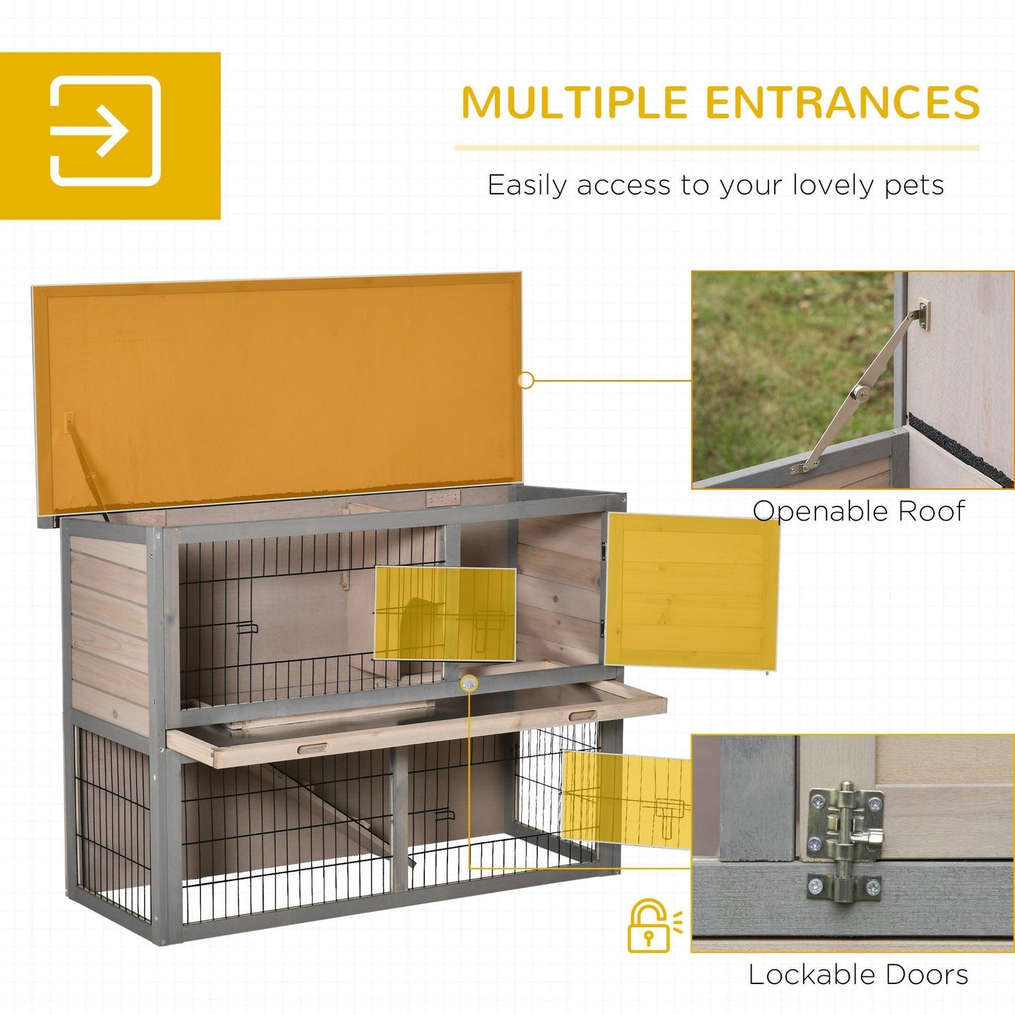 PawHut Rabbit Hutch: Indoor Outdoor Small Animal Cage - ALL4U RETAILER LTD