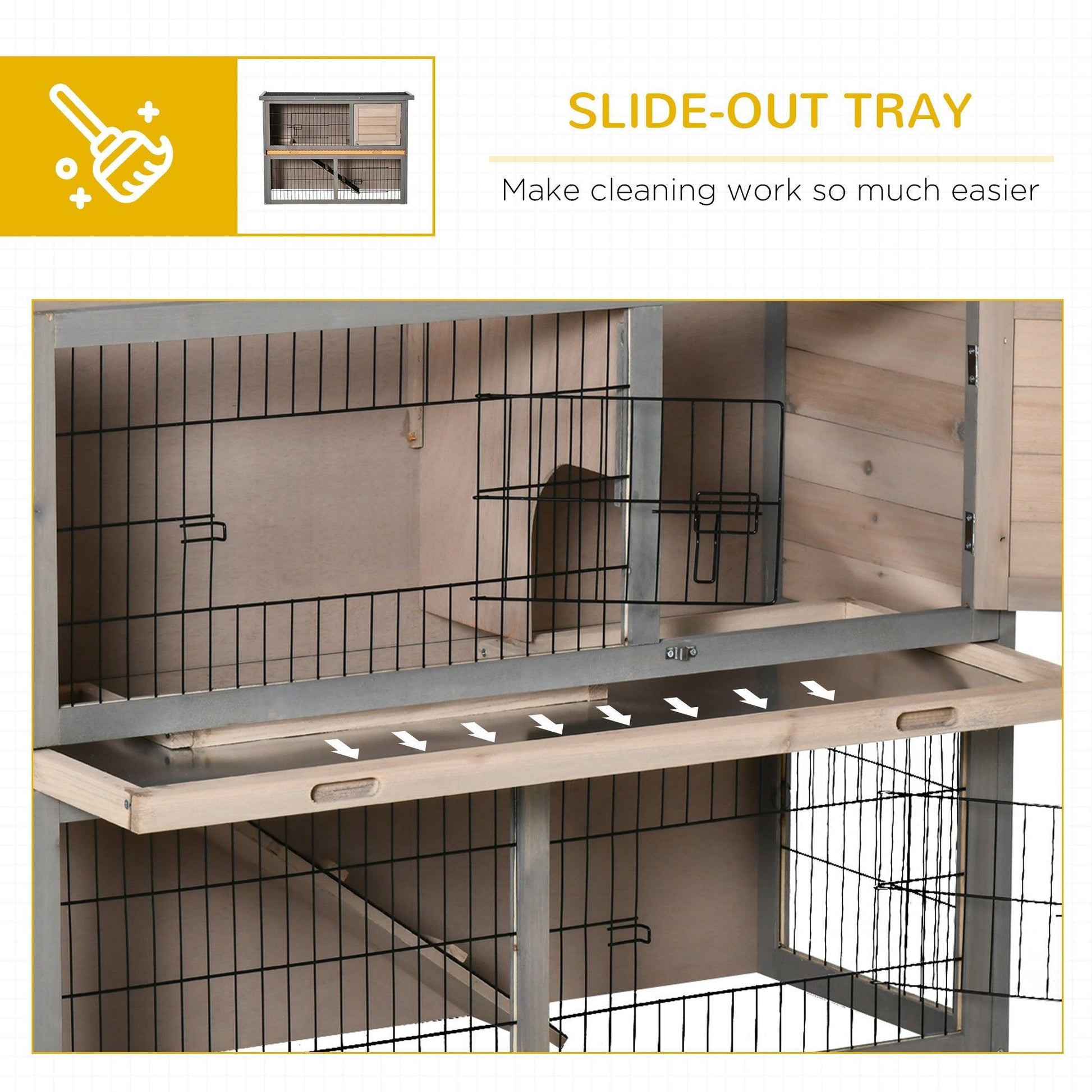PawHut Rabbit Hutch: Indoor Outdoor Small Animal Cage - ALL4U RETAILER LTD