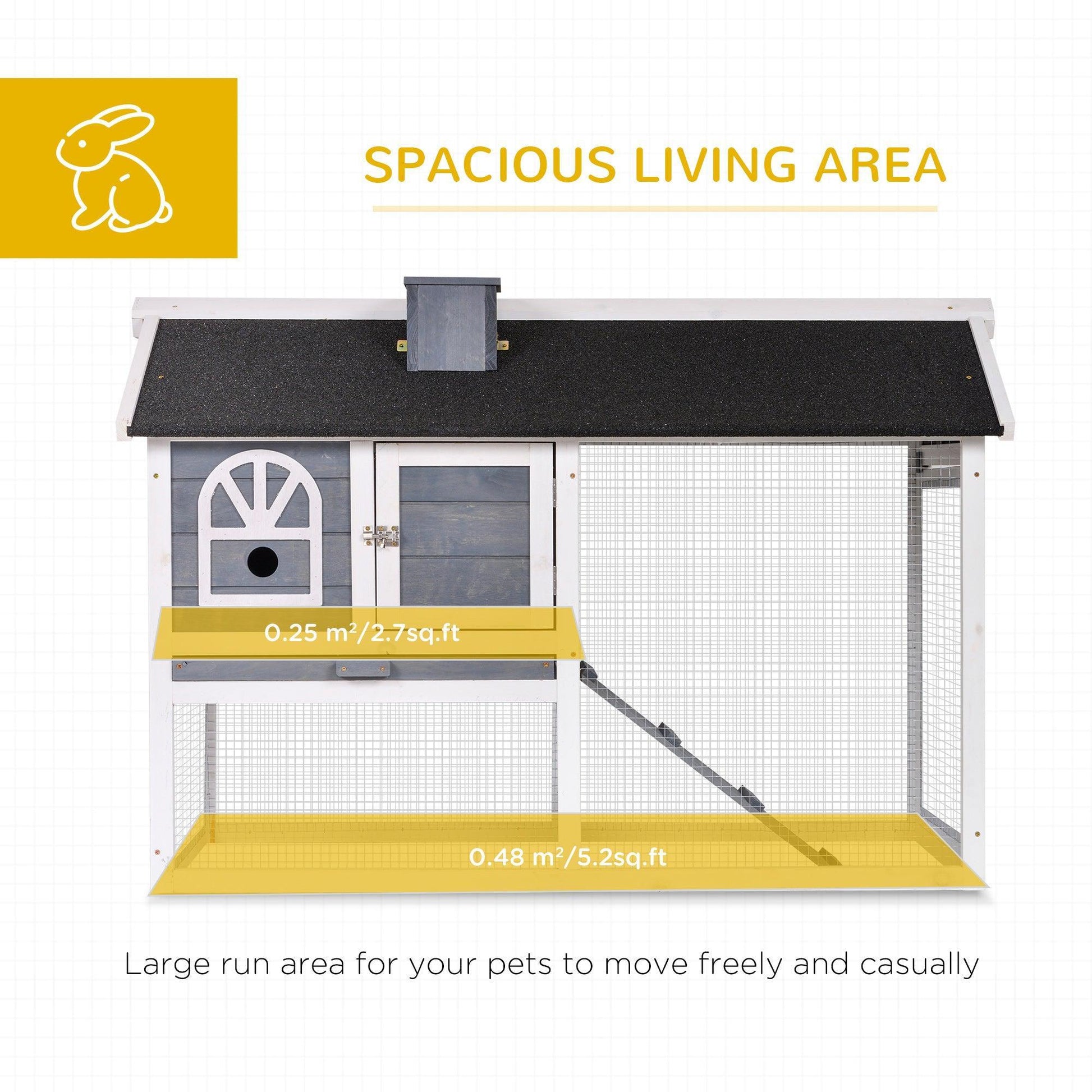 PawHut Rabbit Hutch - Spacious Outdoor/Indoor Cage - ALL4U RETAILER LTD