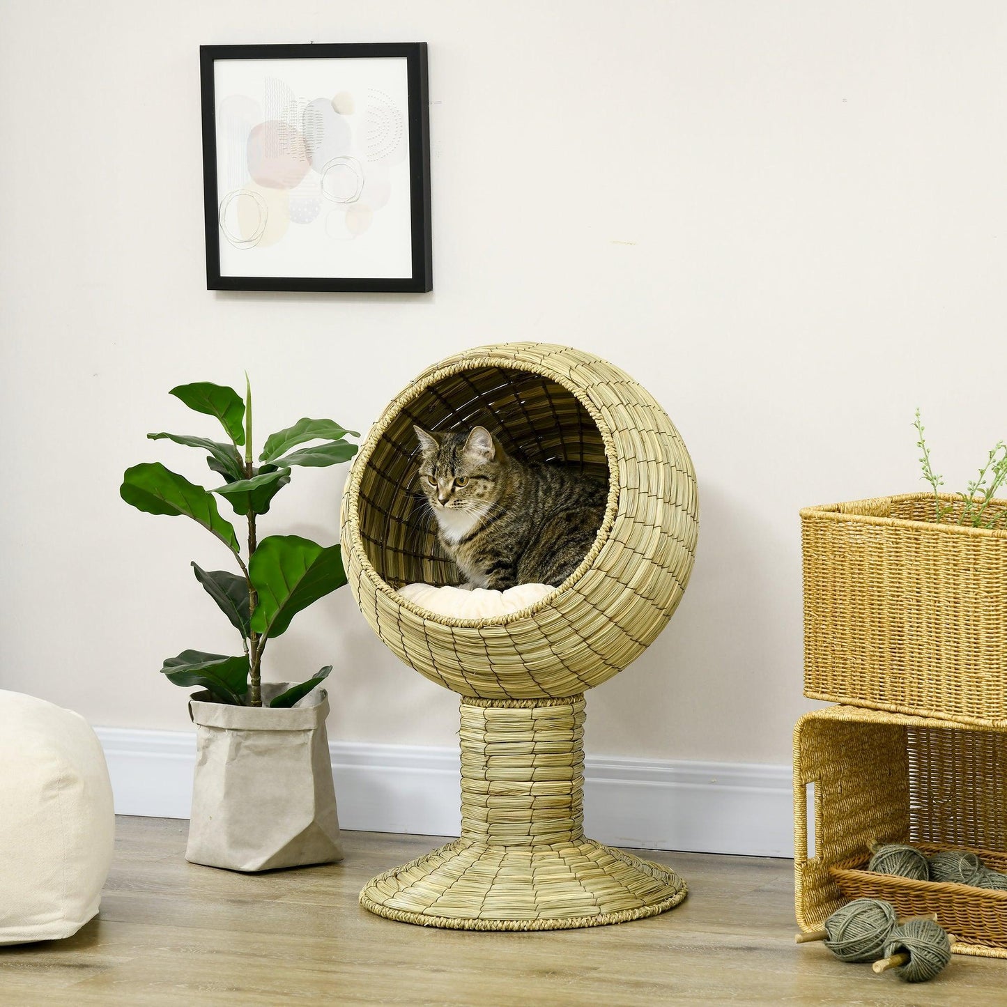 PawHut Cozy Cat House with Stand - ALL4U RETAILER LTD