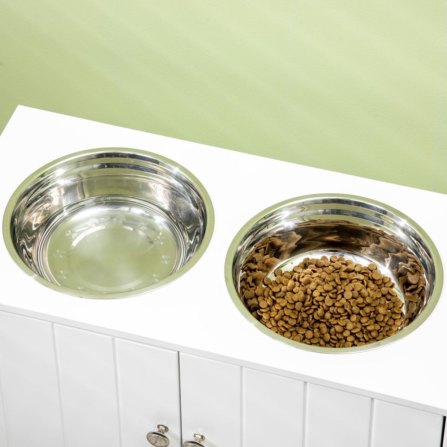 PawHut Raised Dog Bowls with Storage, 2 Bowls - ALL4U RETAILER LTD