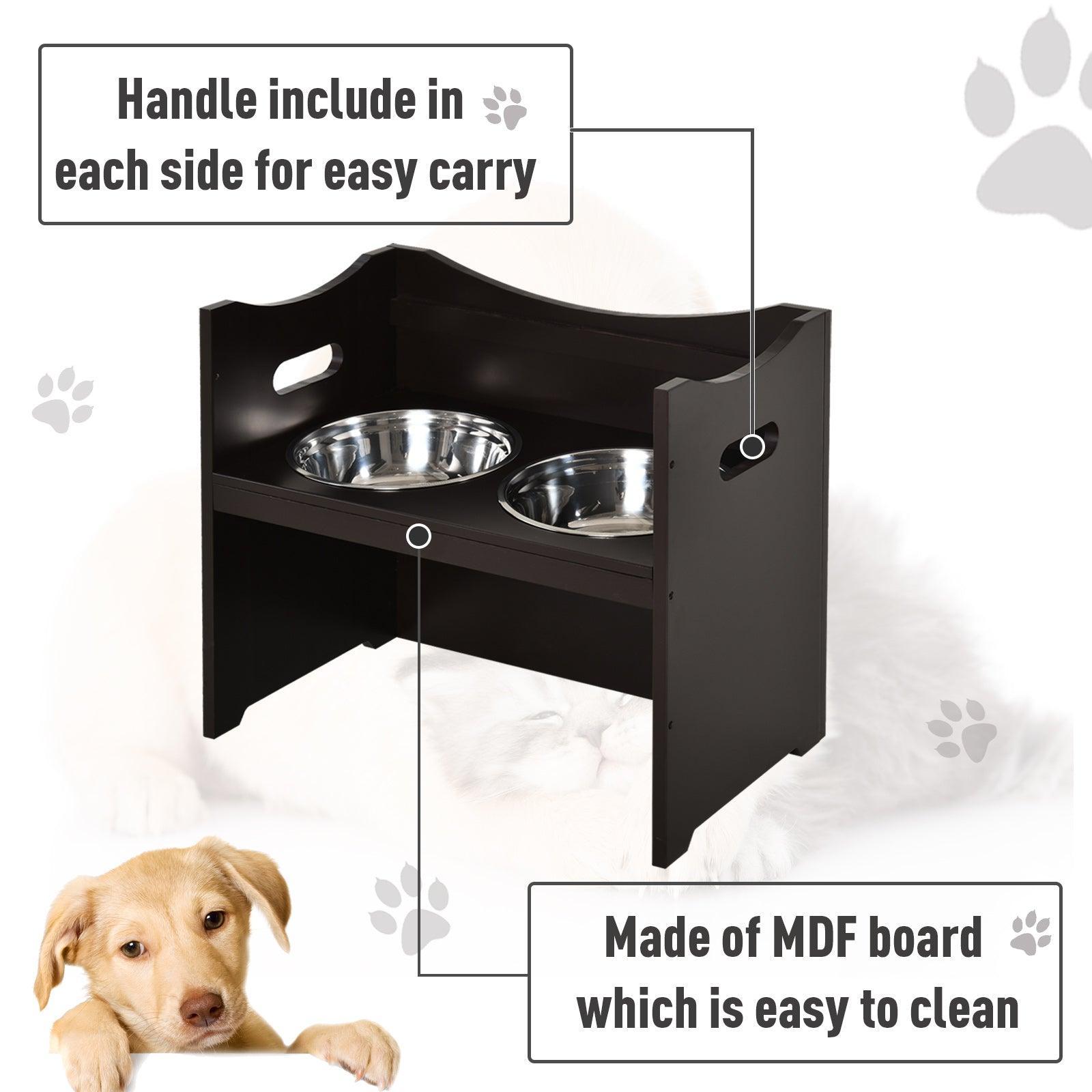 PawHut Raised Pet Feeder - Duo Stainless Bowls - 47x54cm - ALL4U RETAILER LTD