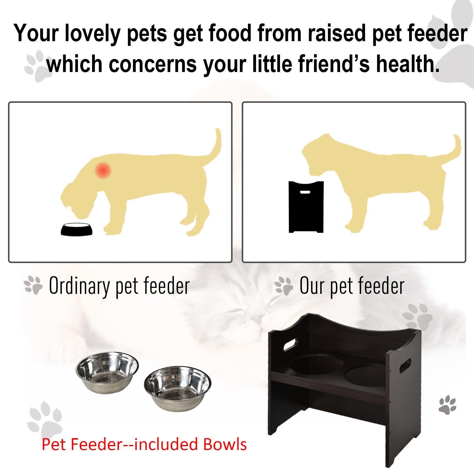 PawHut Raised Pet Feeder - Duo Stainless Bowls - 47x54cm - ALL4U RETAILER LTD