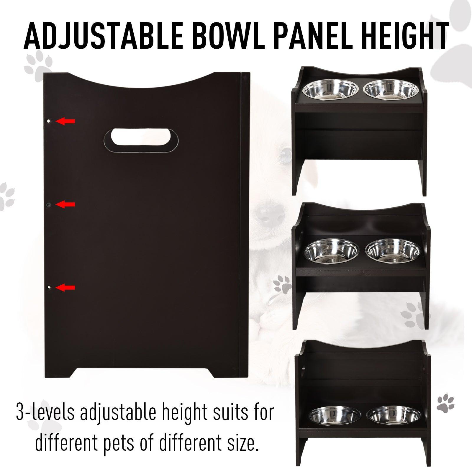 PawHut Raised Pet Feeder - Duo Stainless Bowls - 47x54cm - ALL4U RETAILER LTD