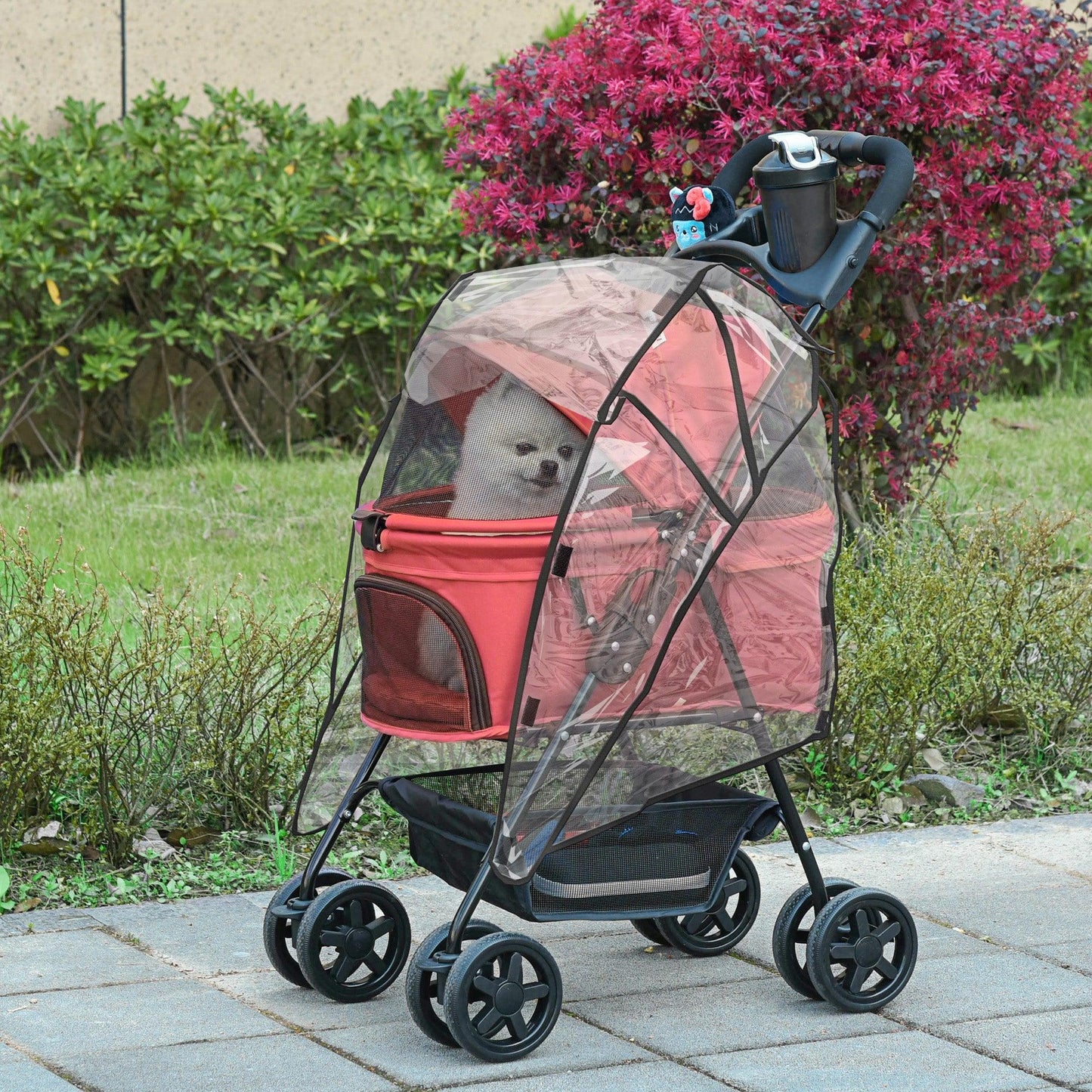 PawHut Red Dog Stroller: Foldable, Safe, and Stylish - ALL4U RETAILER LTD