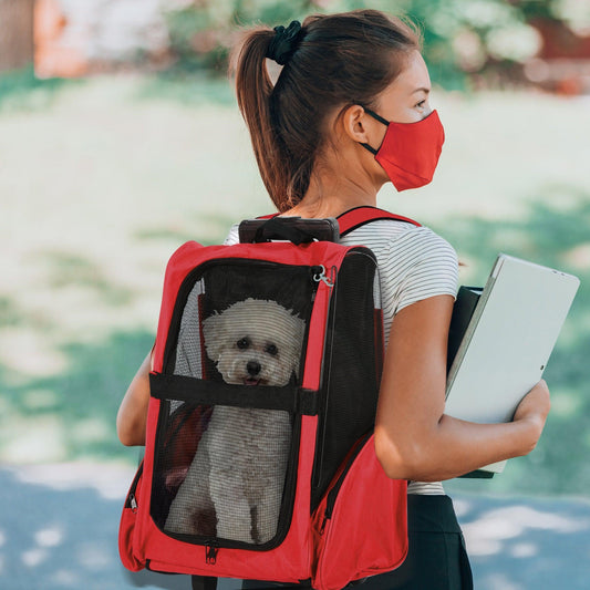 PawHut Red Pet Carrier Backpack with Trolley - ALL4U RETAILER LTD