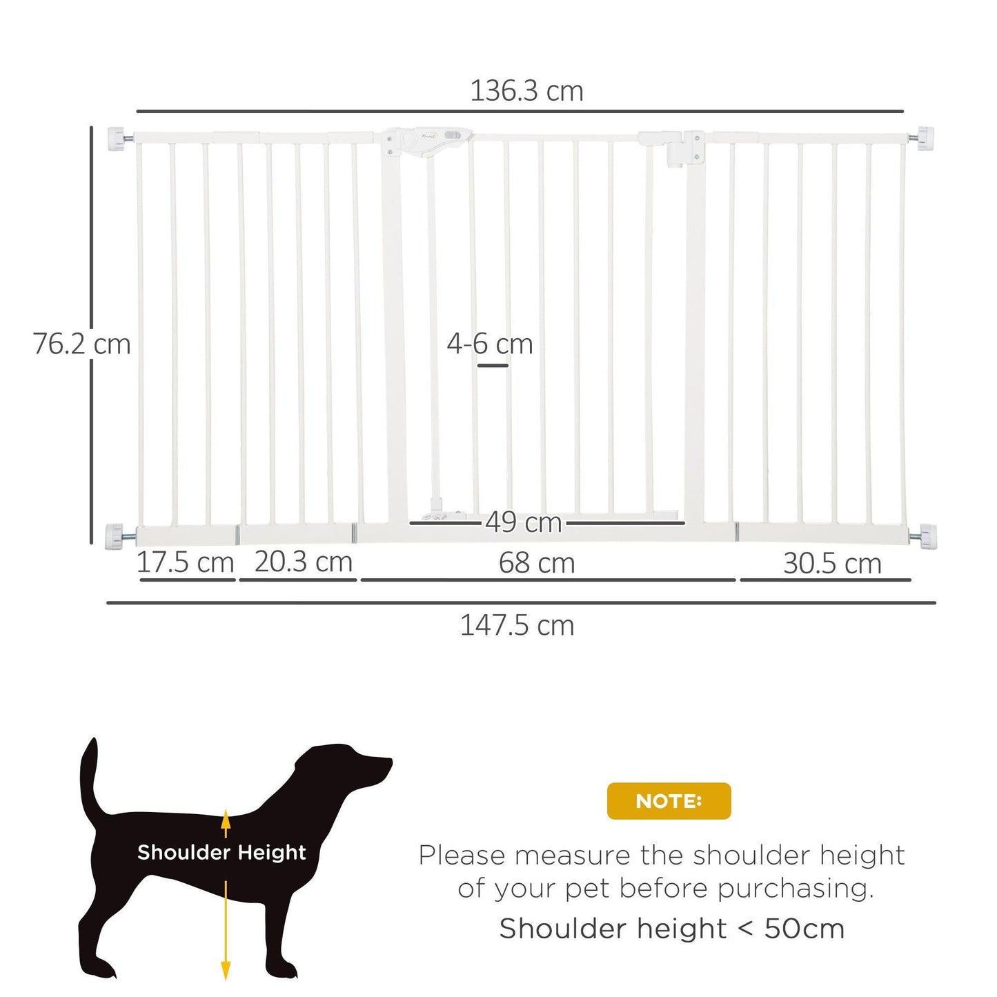 PawHut Safety Gate with Extensions - Adjustable and Easy - ALL4U RETAILER LTD