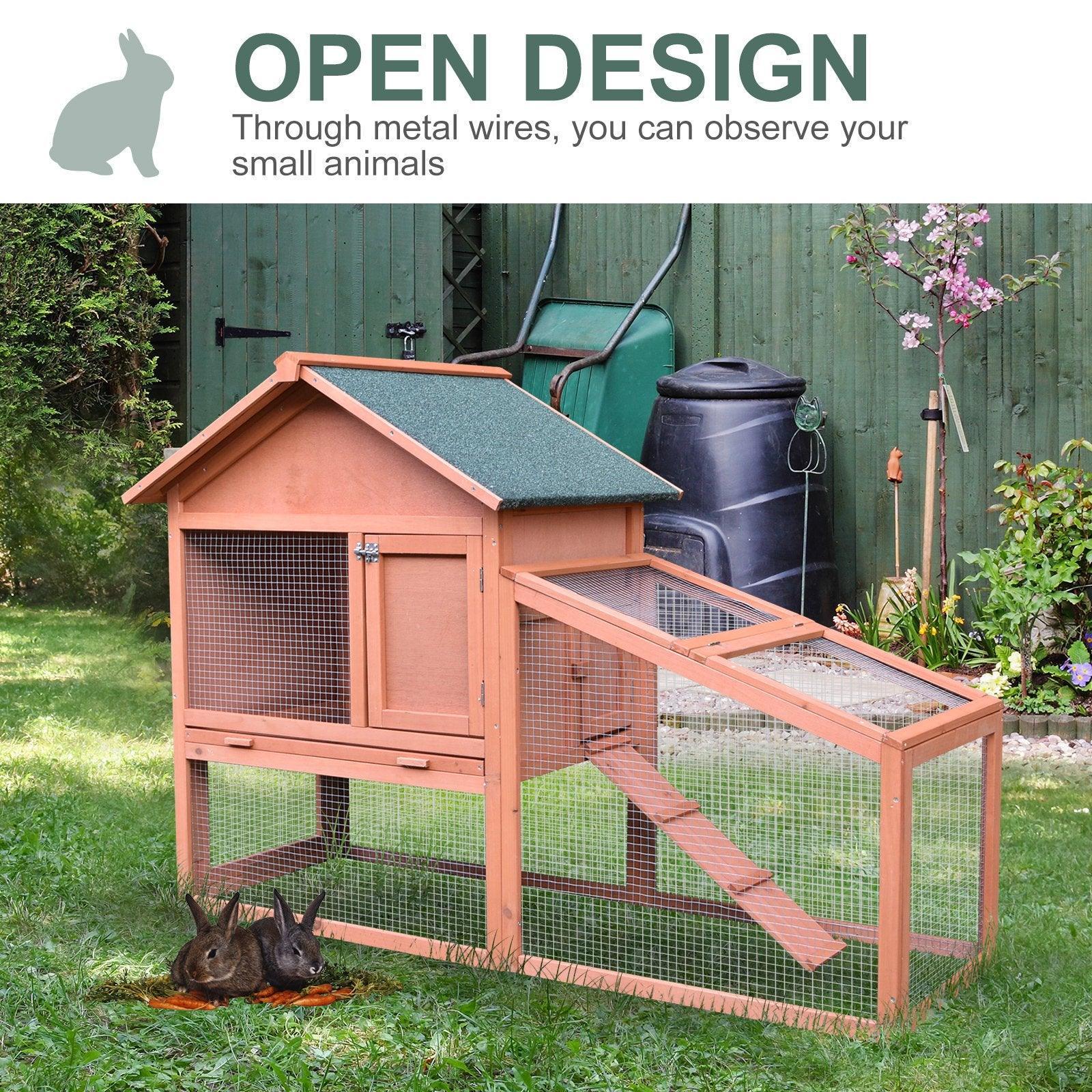 PawHut Small Animal Hutch with Slide Out Tray - Red/Brown - ALL4U RETAILER LTD