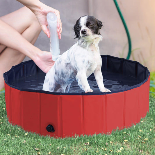 PawHut Small Dog Pool: Red, Portable and Enjoyable Water Fun - ALL4U RETAILER LTD