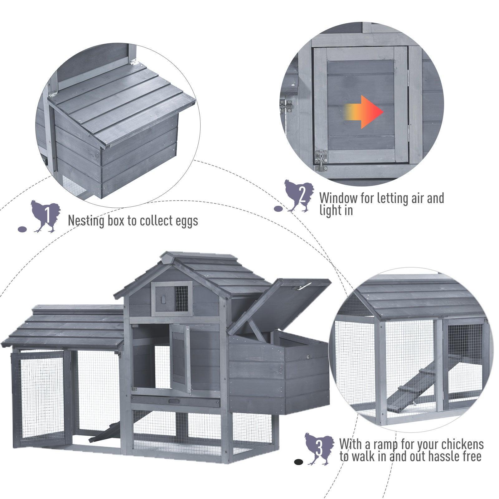 PawHut Cozy Wood Chicken Coop with Nesting Box - ALL4U RETAILER LTD