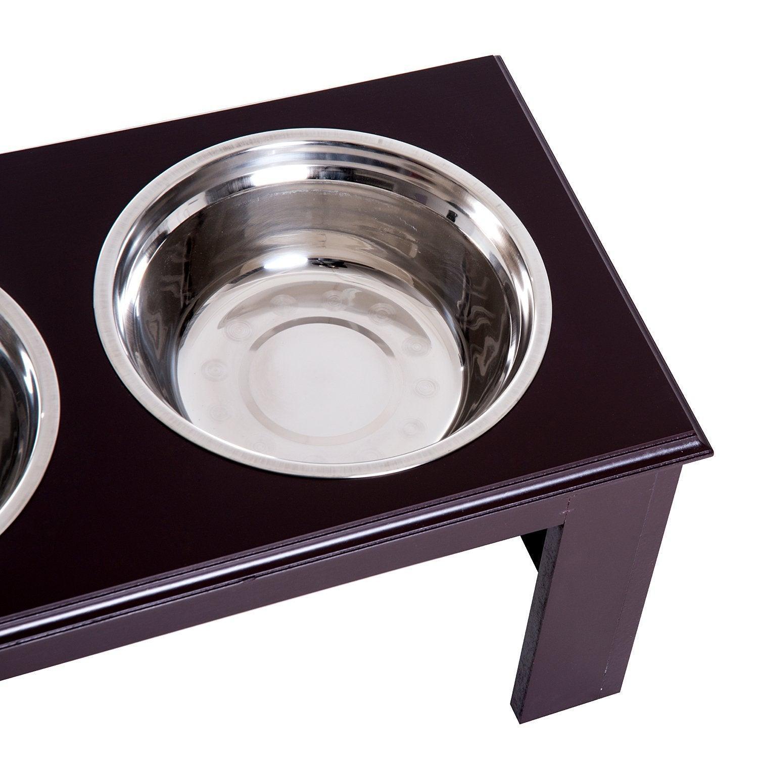 Pawhut Stainless Steel Pet Feeder, Brown - ALL4U RETAILER LTD