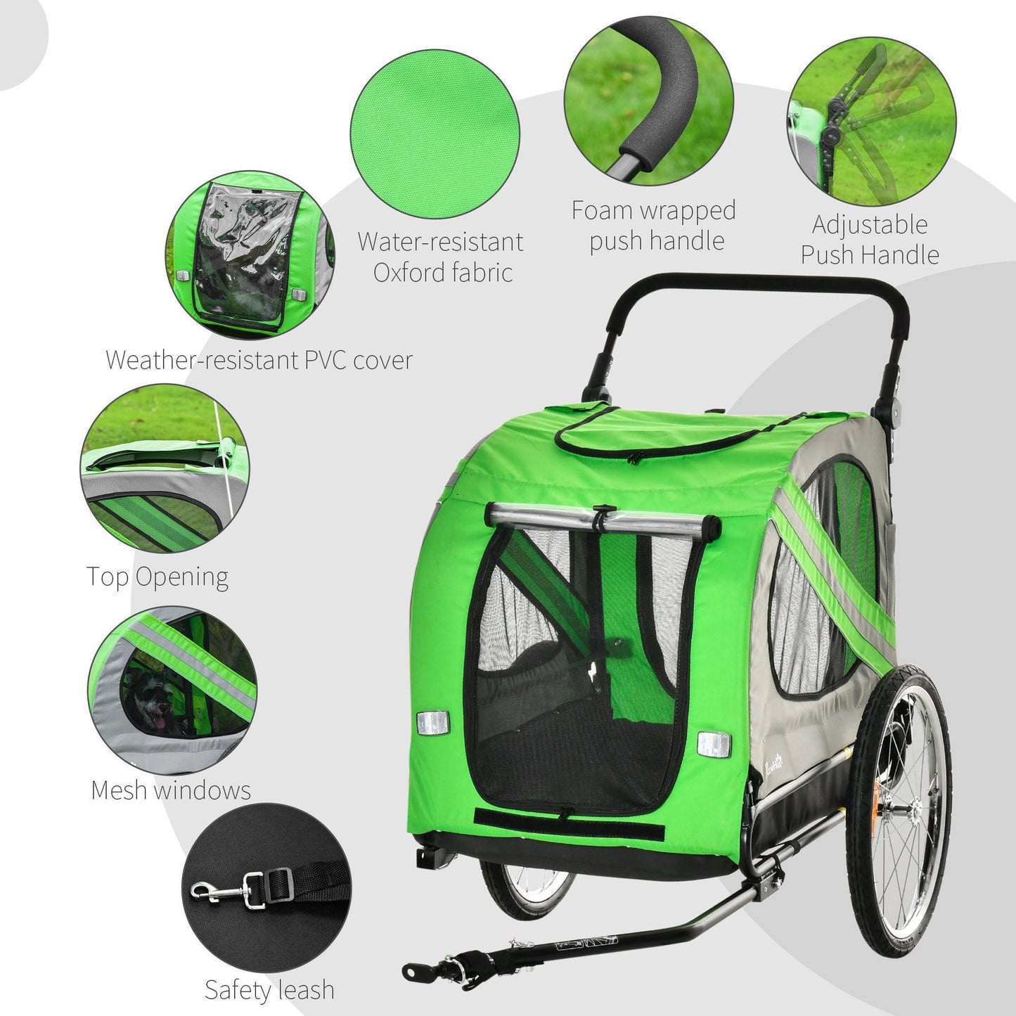 PawHut Steel Dog Trailer: Bike & Stroller - ALL4U RETAILER LTD