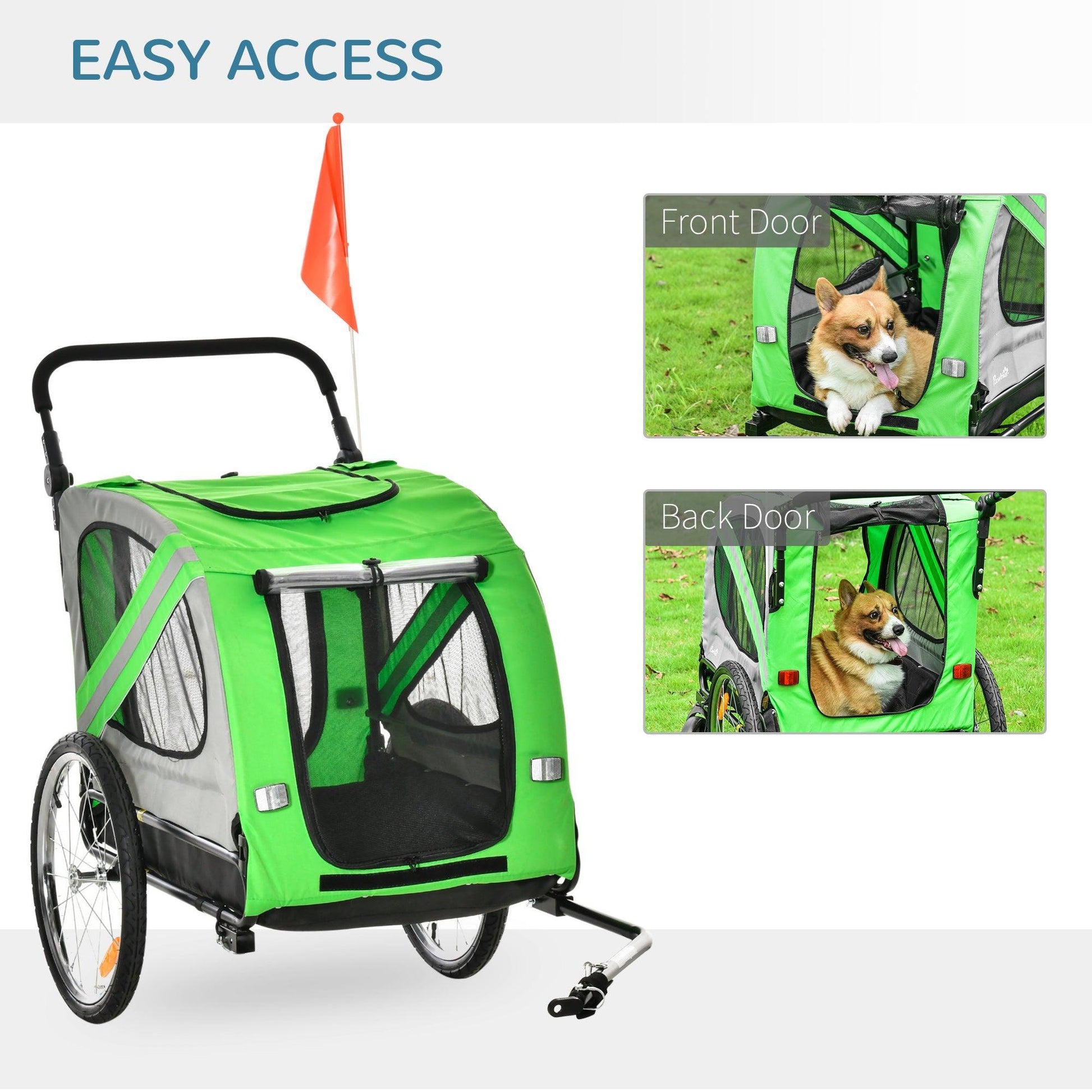 PawHut Steel Dog Trailer: Bike & Stroller - ALL4U RETAILER LTD