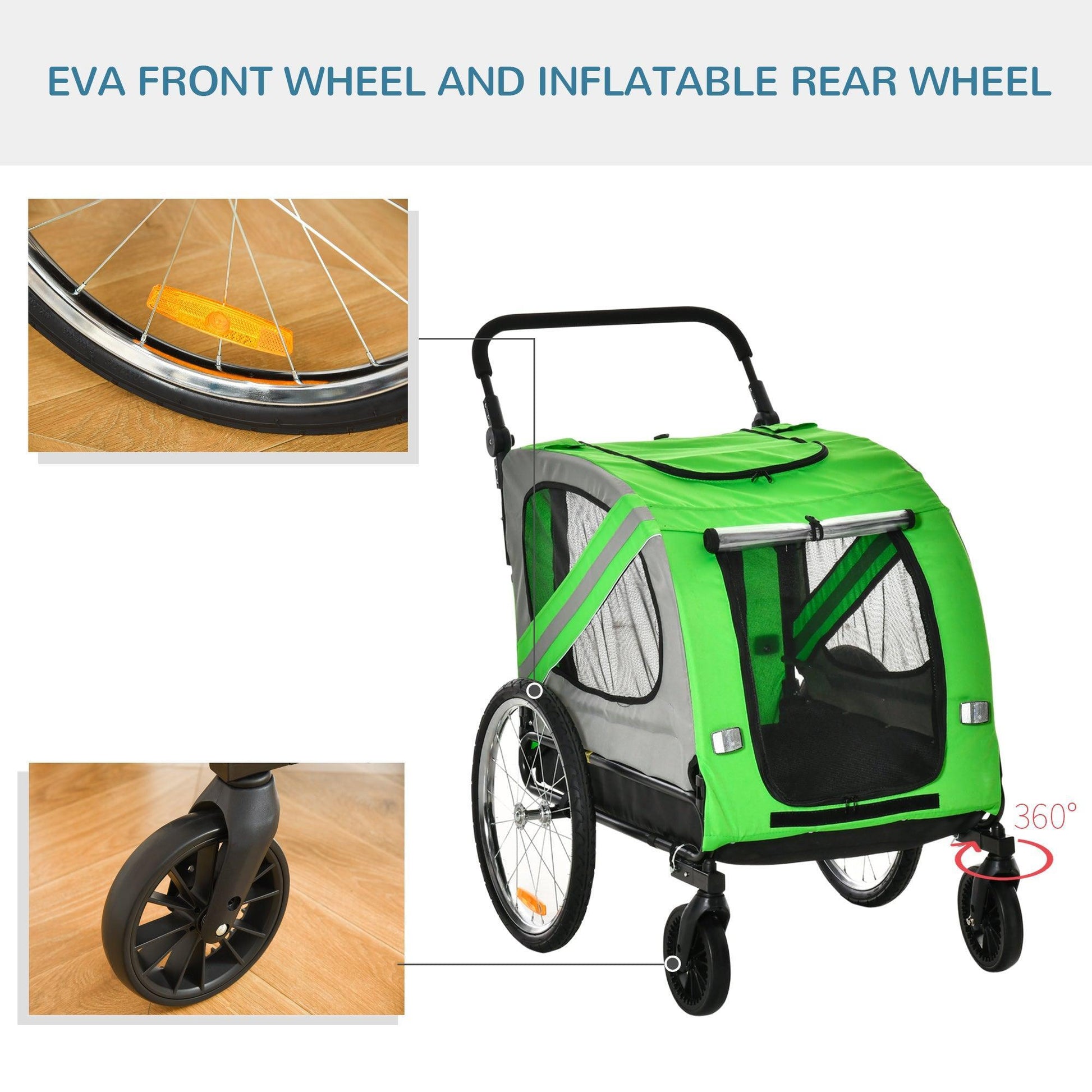 PawHut Steel Dog Trailer: Bike & Stroller - ALL4U RETAILER LTD