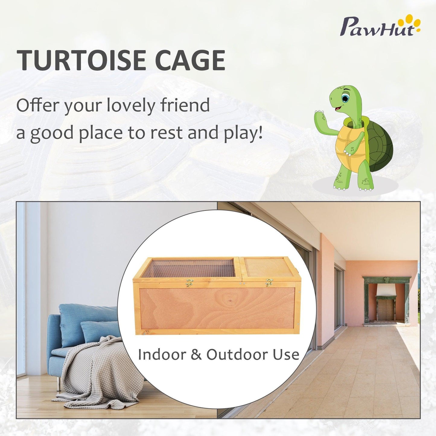 PawHut Tortoise House with Two-Room Design - Natural - ALL4U RETAILER LTD