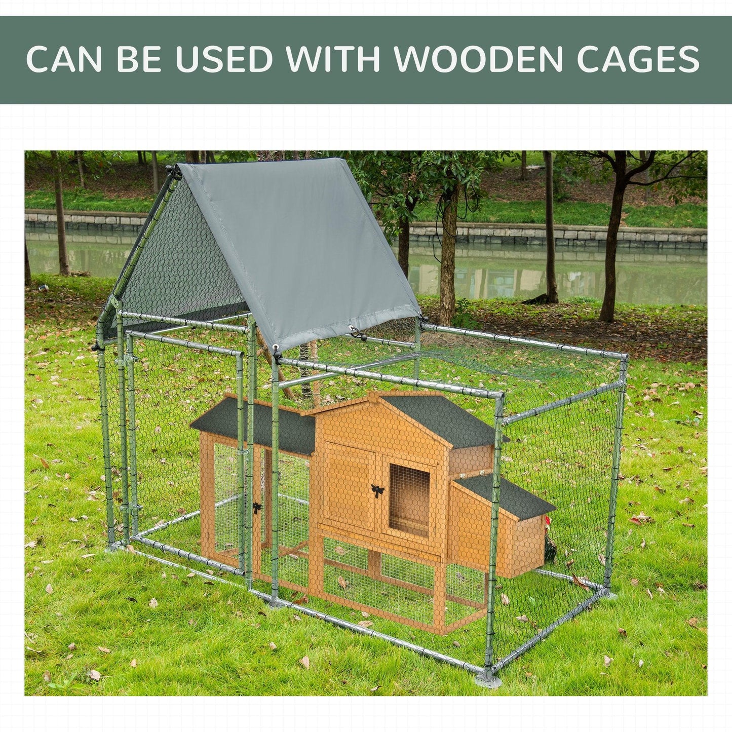 PawHut Large Galvanized Chicken Run - 60x200x105cm - ALL4U RETAILER LTD