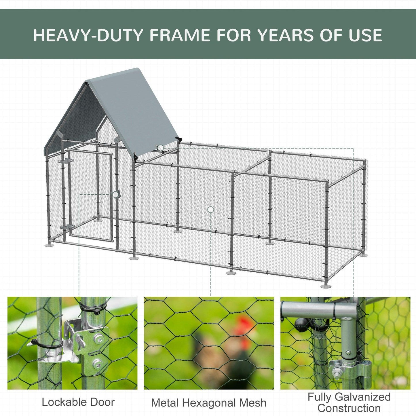 PawHut Walk-In Chicken Run with Cover - ALL4U RETAILER LTD