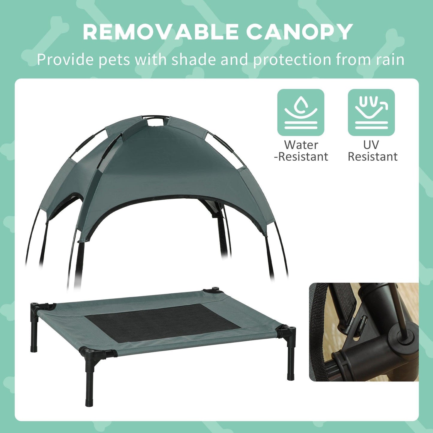 PawHut Waterproof Pet Cot with Canopy - Small, Grey - ALL4U RETAILER LTD