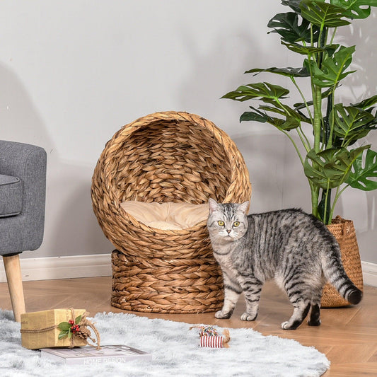 PawHut Wicker Cat Bed - Cozy - ALL4U RETAILER LTD