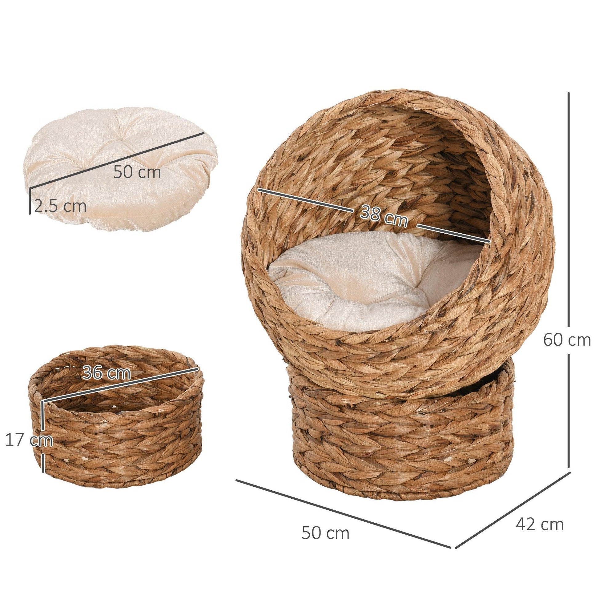 PawHut Wicker Cat Bed - Cozy - ALL4U RETAILER LTD