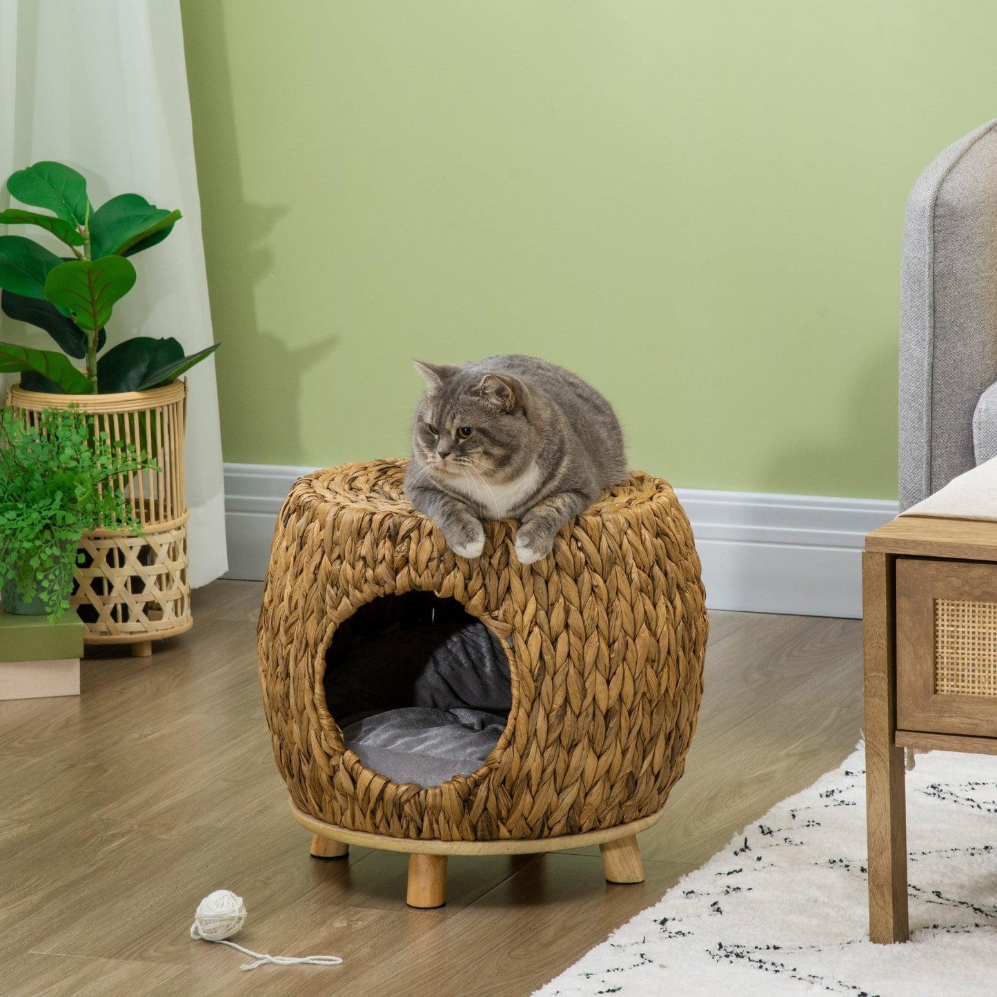 PawHut Wicker Cat Cave Stool: Indoor/Outdoor Bed - ALL4U RETAILER LTD