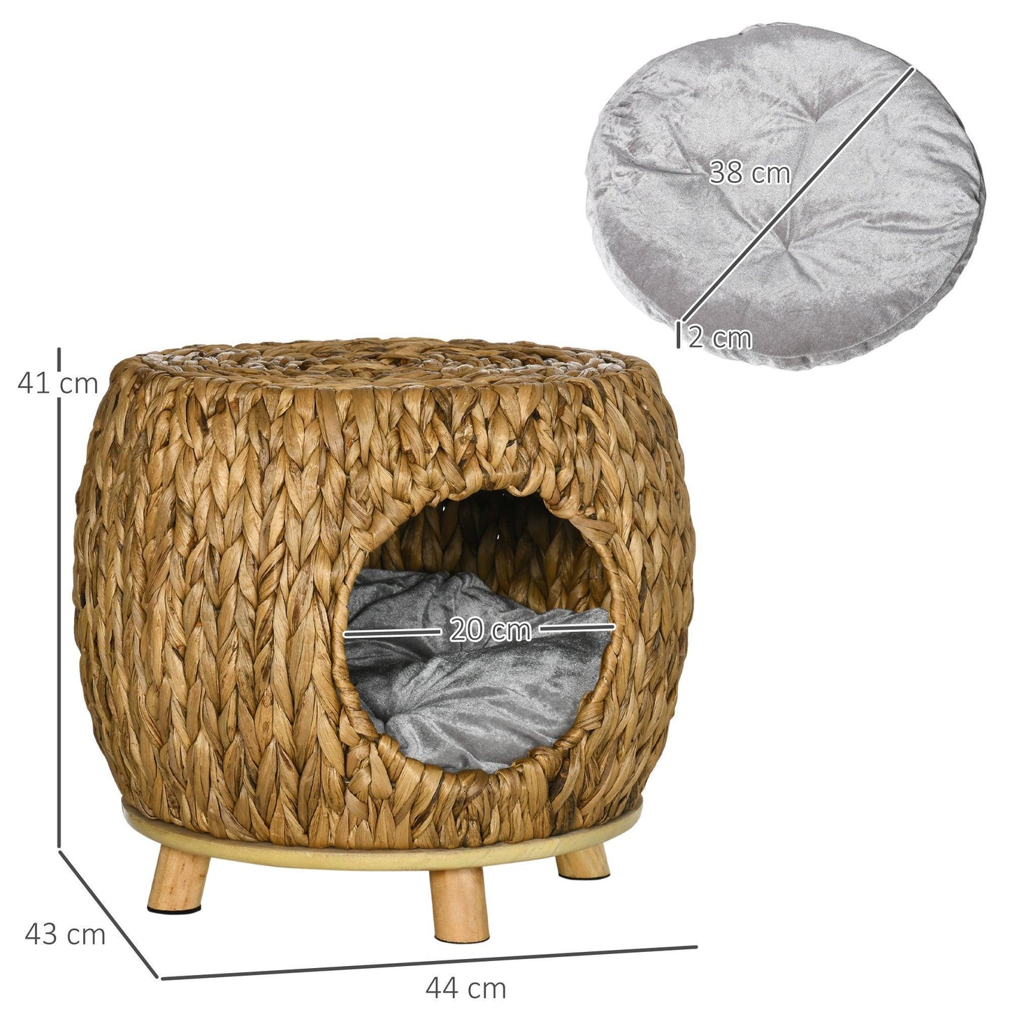 PawHut Wicker Cat Cave Stool: Indoor/Outdoor Bed - ALL4U RETAILER LTD