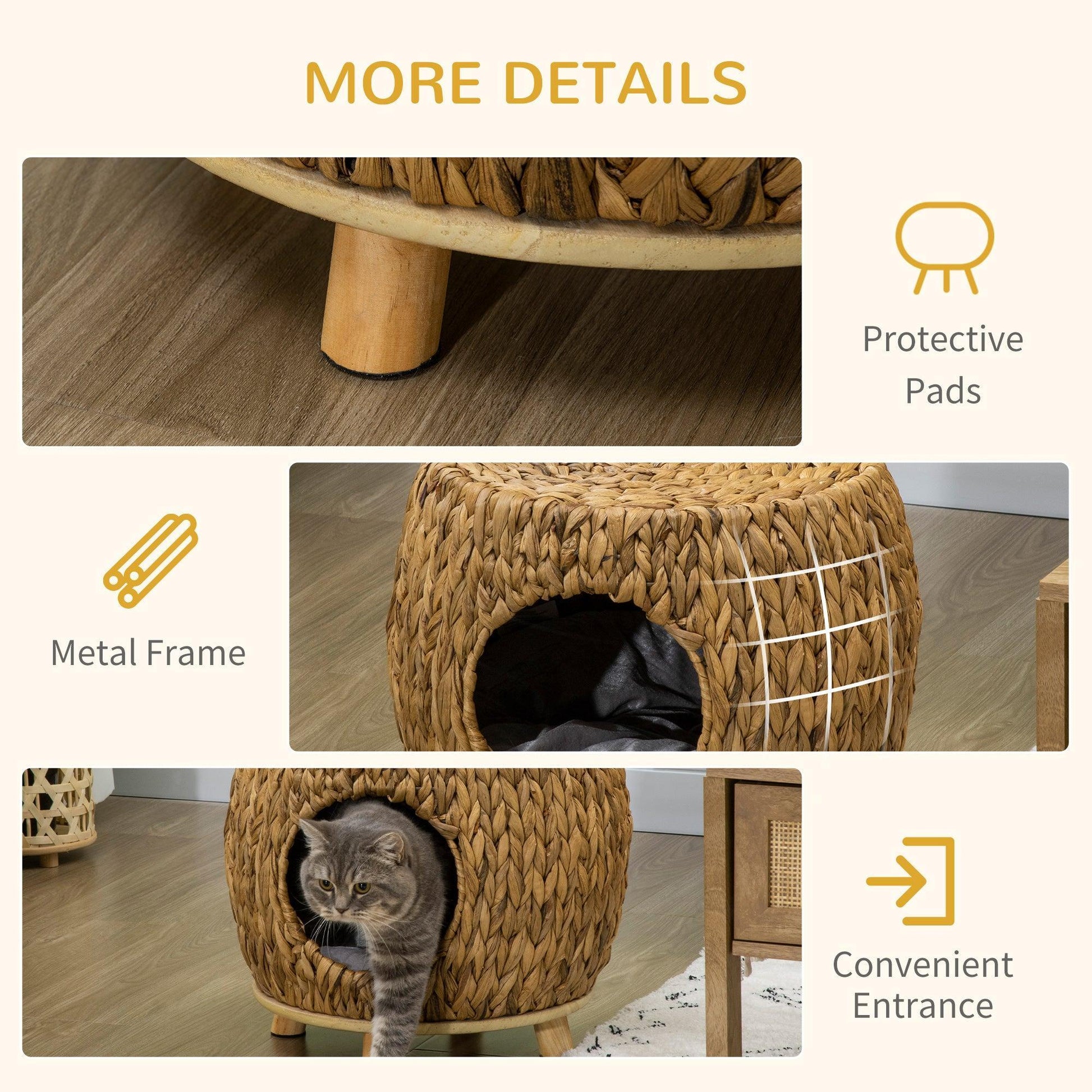 PawHut Wicker Cat Cave Stool: Indoor/Outdoor Bed - ALL4U RETAILER LTD