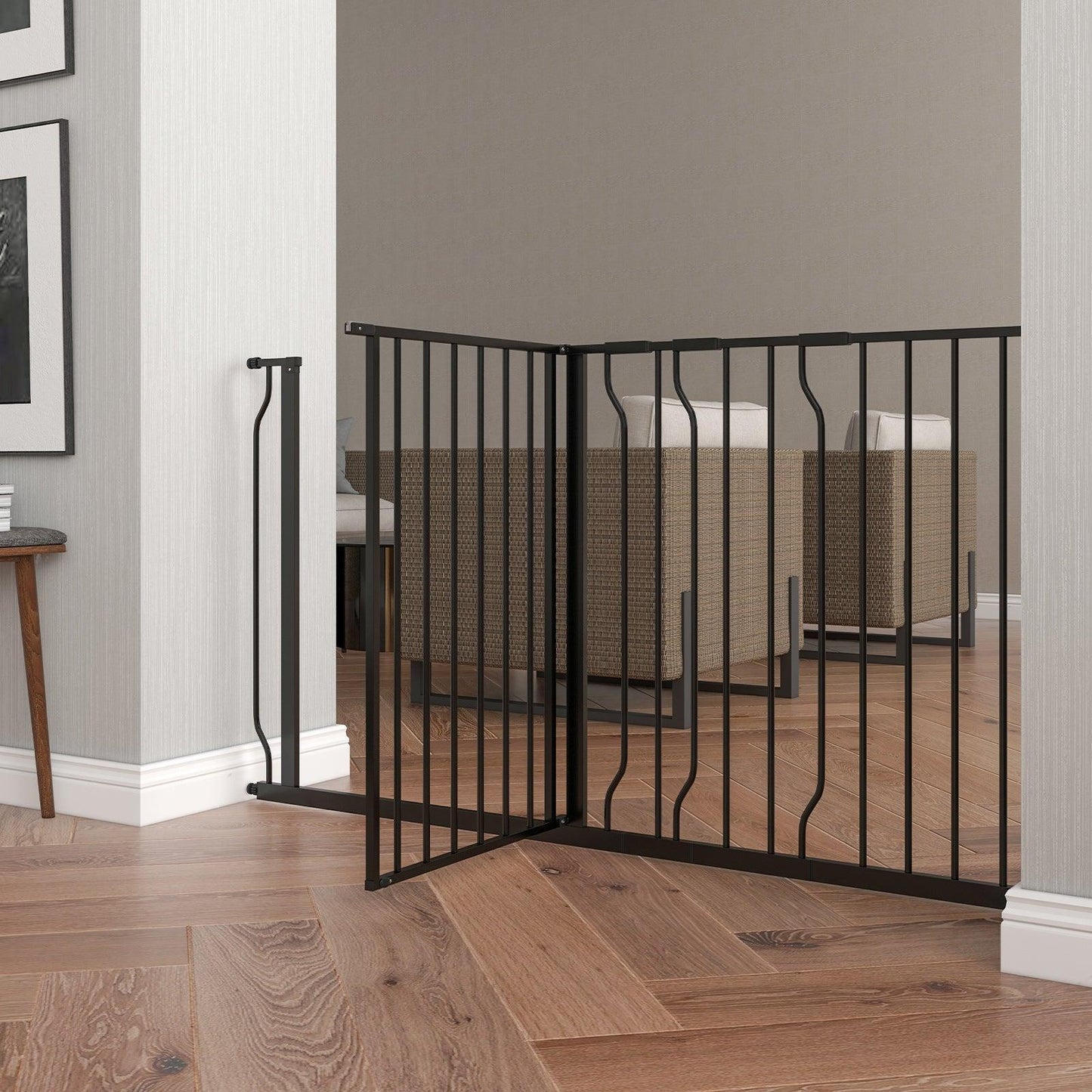 PawHut Wide Dog Safety Gate - Black - ALL4U RETAILER LTD