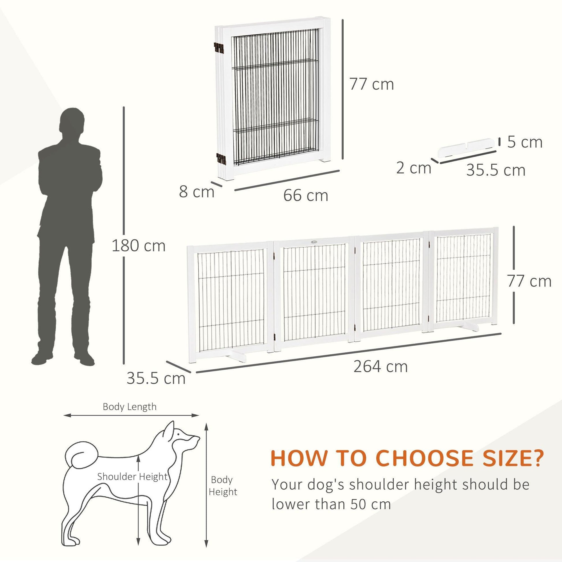 PawHut Wooden 4-Panel Dog Gate - Small & Medium Pet Safety Barrier - ALL4U RETAILER LTD