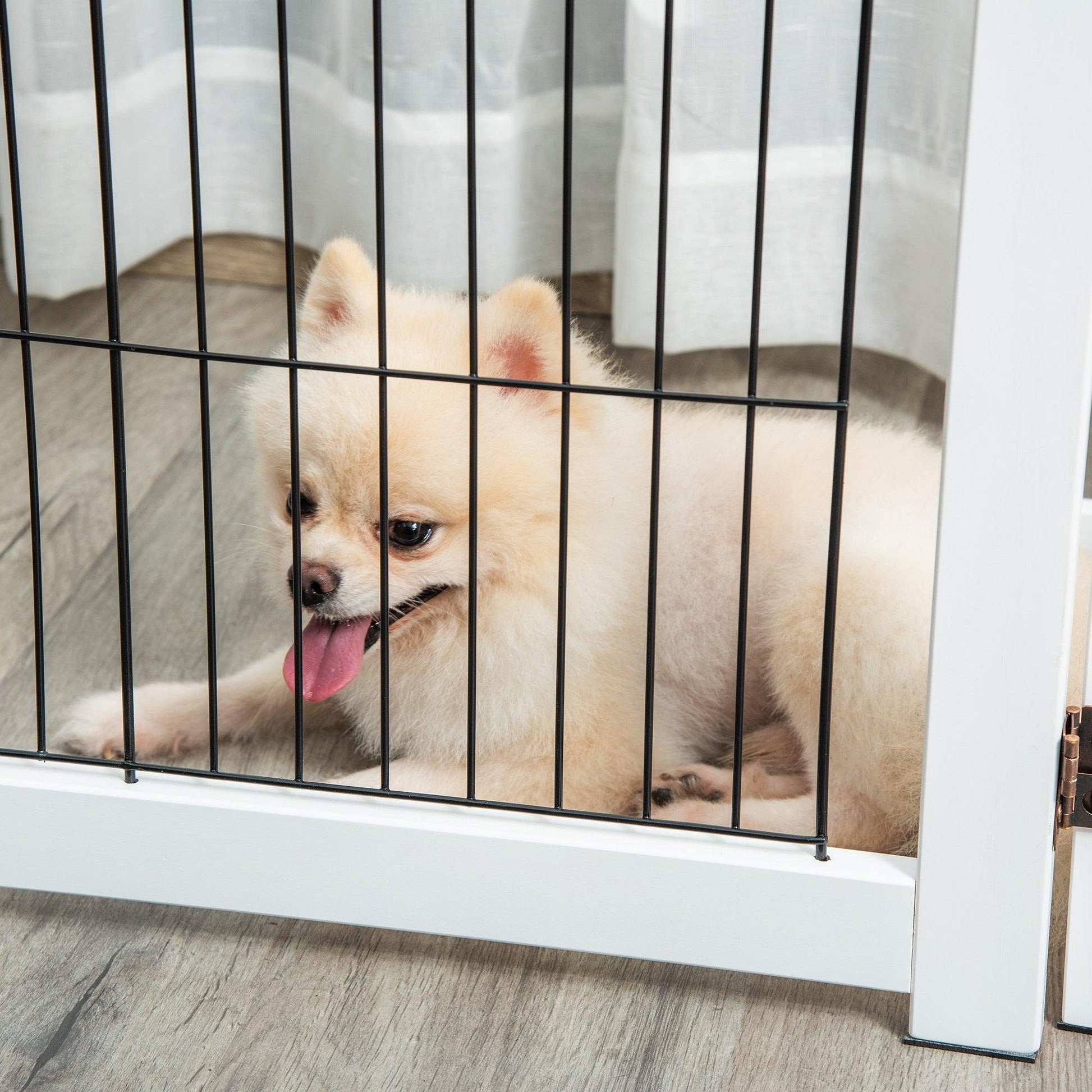 PawHut Wooden 4-Panel Dog Gate - Small & Medium Pet Safety Barrier - ALL4U RETAILER LTD