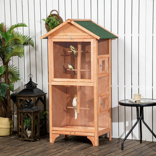 PawHut Wooden Bird Cage: Specifically for Finches and Canaries - ALL4U RETAILER LTD