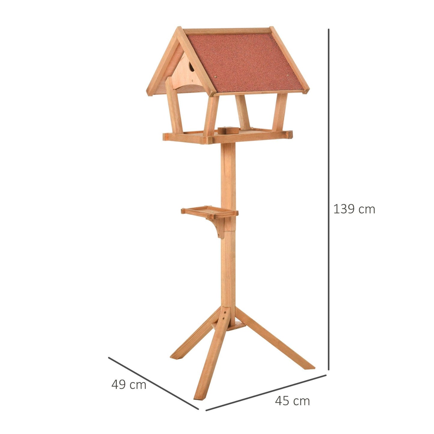 PawHut Wooden Bird Feeder Table- Outdoor Decorative, Weather Resistant - ALL4U RETAILER LTD