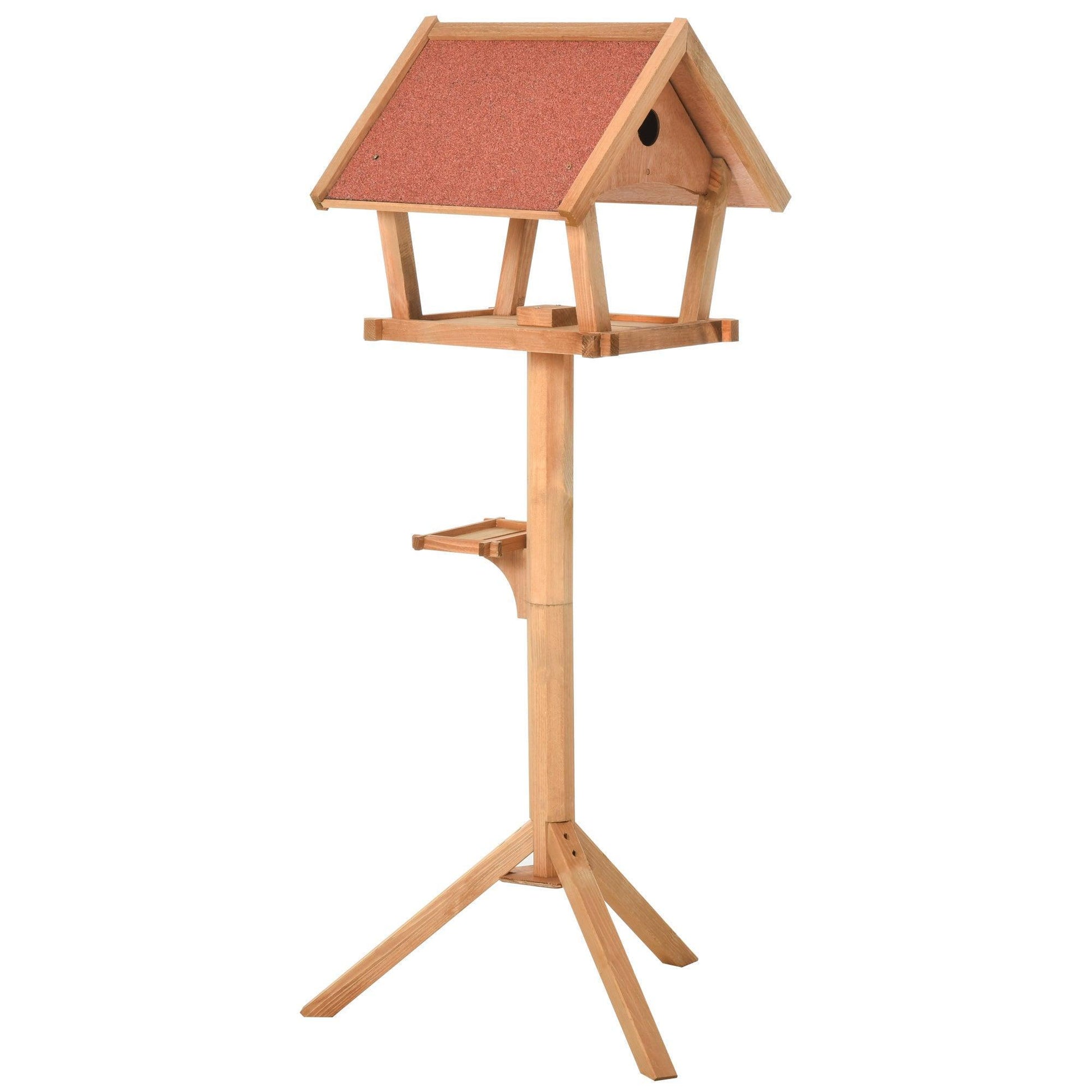 PawHut Wooden Bird Feeder Table- Outdoor Decorative, Weather Resistant - ALL4U RETAILER LTD